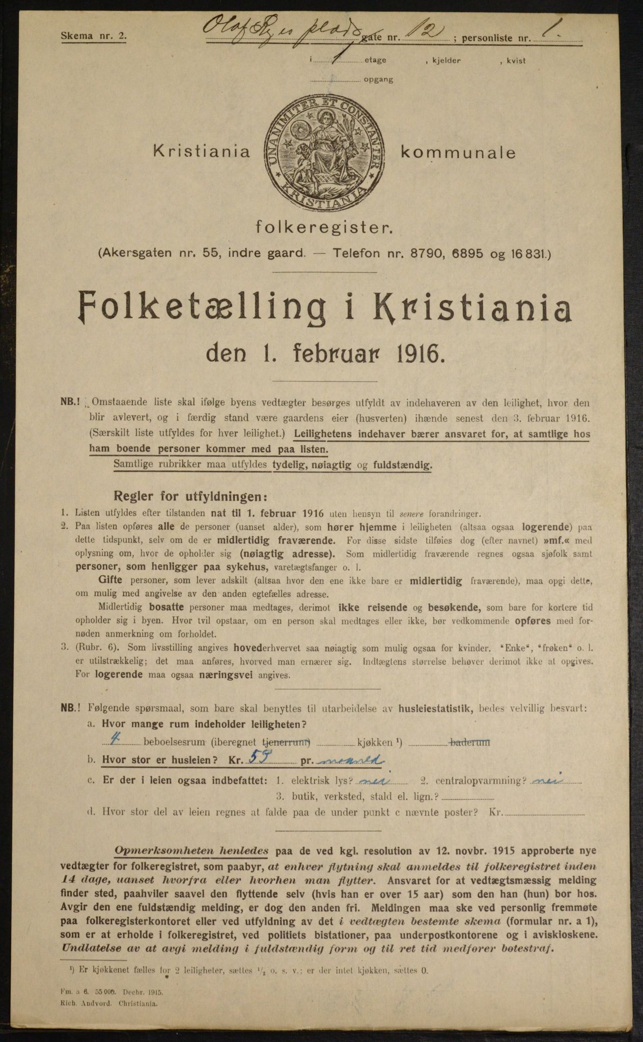 OBA, Municipal Census 1916 for Kristiania, 1916, p. 77166