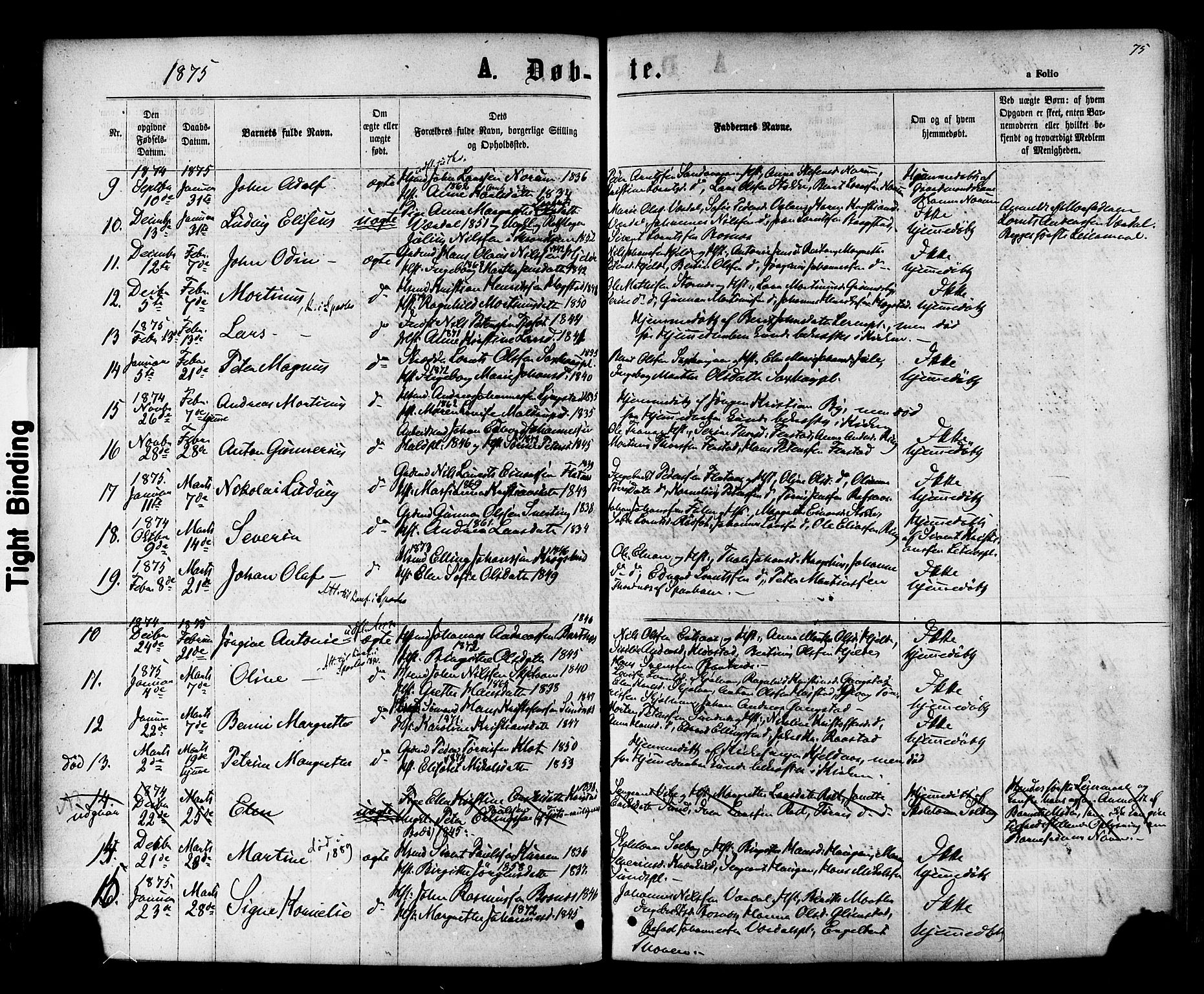 Ministerialprotokoller, klokkerbøker og fødselsregistre - Nord-Trøndelag, SAT/A-1458/730/L0284: Parish register (official) no. 730A09, 1866-1878, p. 75