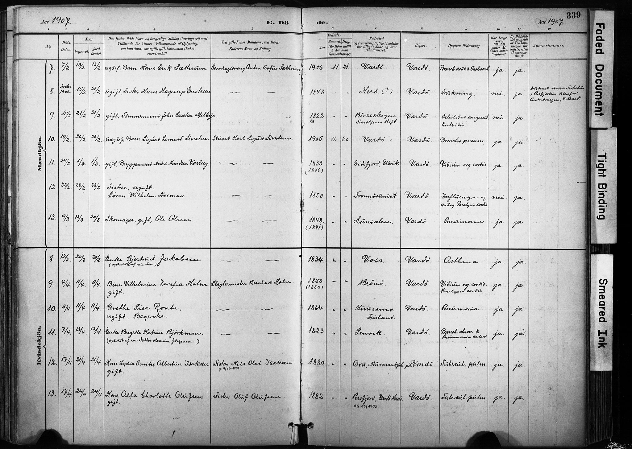 Vardø sokneprestkontor, AV/SATØ-S-1332/H/Ha/L0010kirke: Parish register (official) no. 10, 1895-1907, p. 339