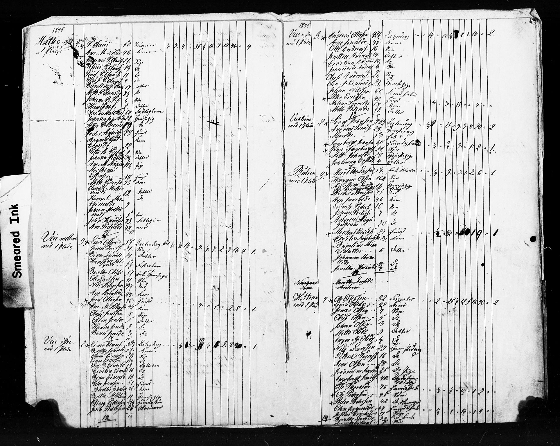 , Census 1845 for Skogn, 1845, p. 52