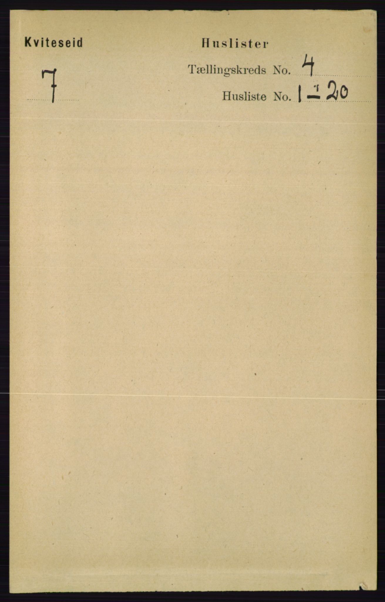 RA, 1891 census for 0829 Kviteseid, 1891, p. 704