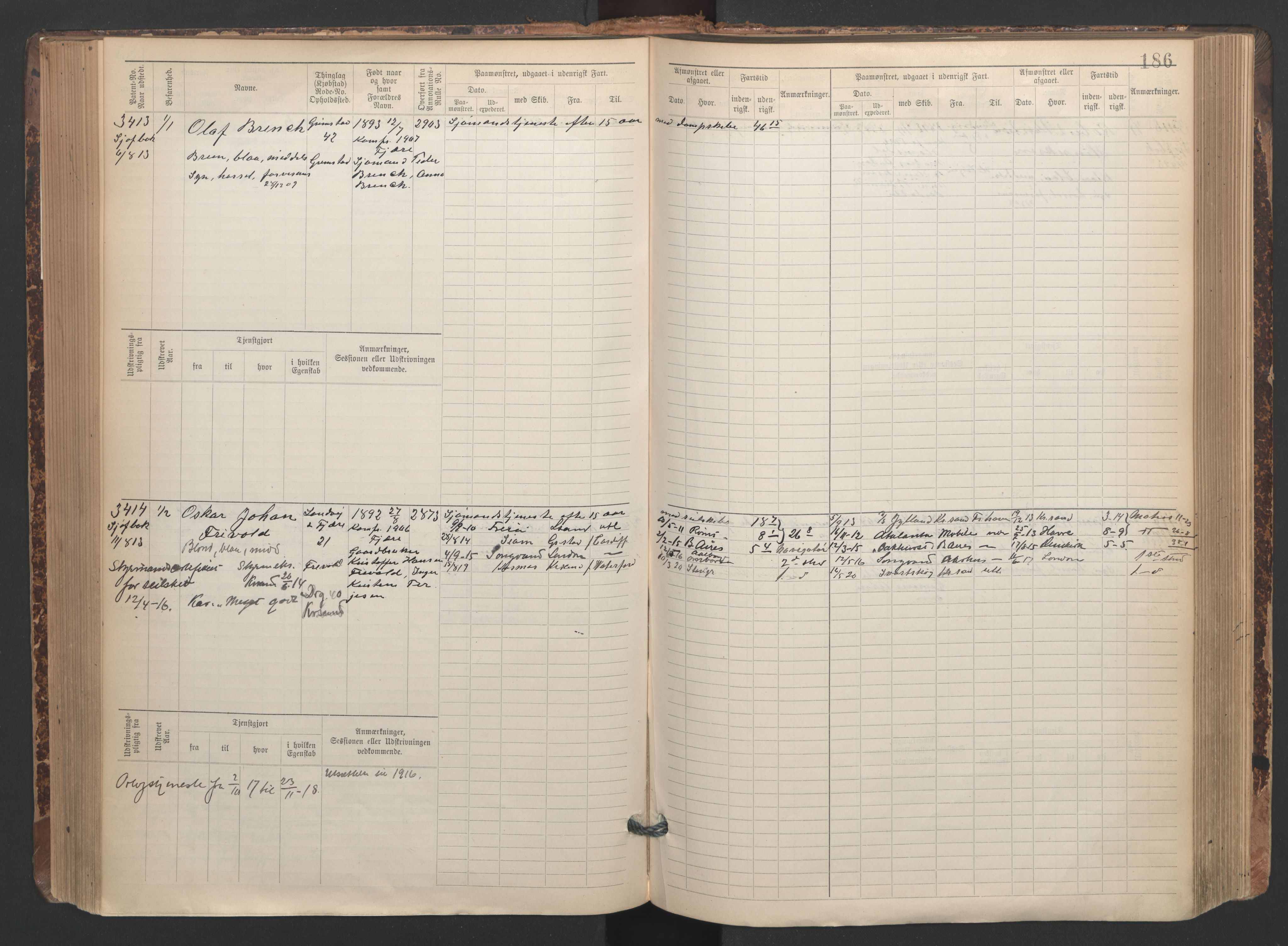 Grimstad mønstringskrets, SAK/2031-0013/F/Fb/L0005: Hovedrulle A nr 3043-3804, F-8, 1900-1948, p. 189