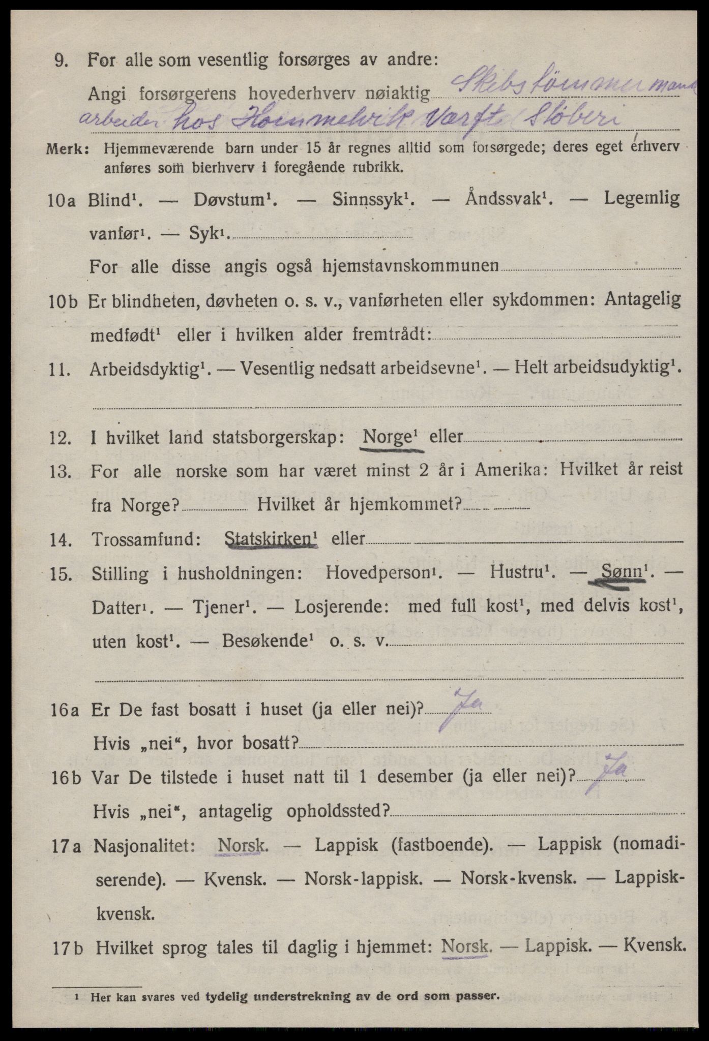 SAT, 1920 census for Malvik, 1920, p. 3195