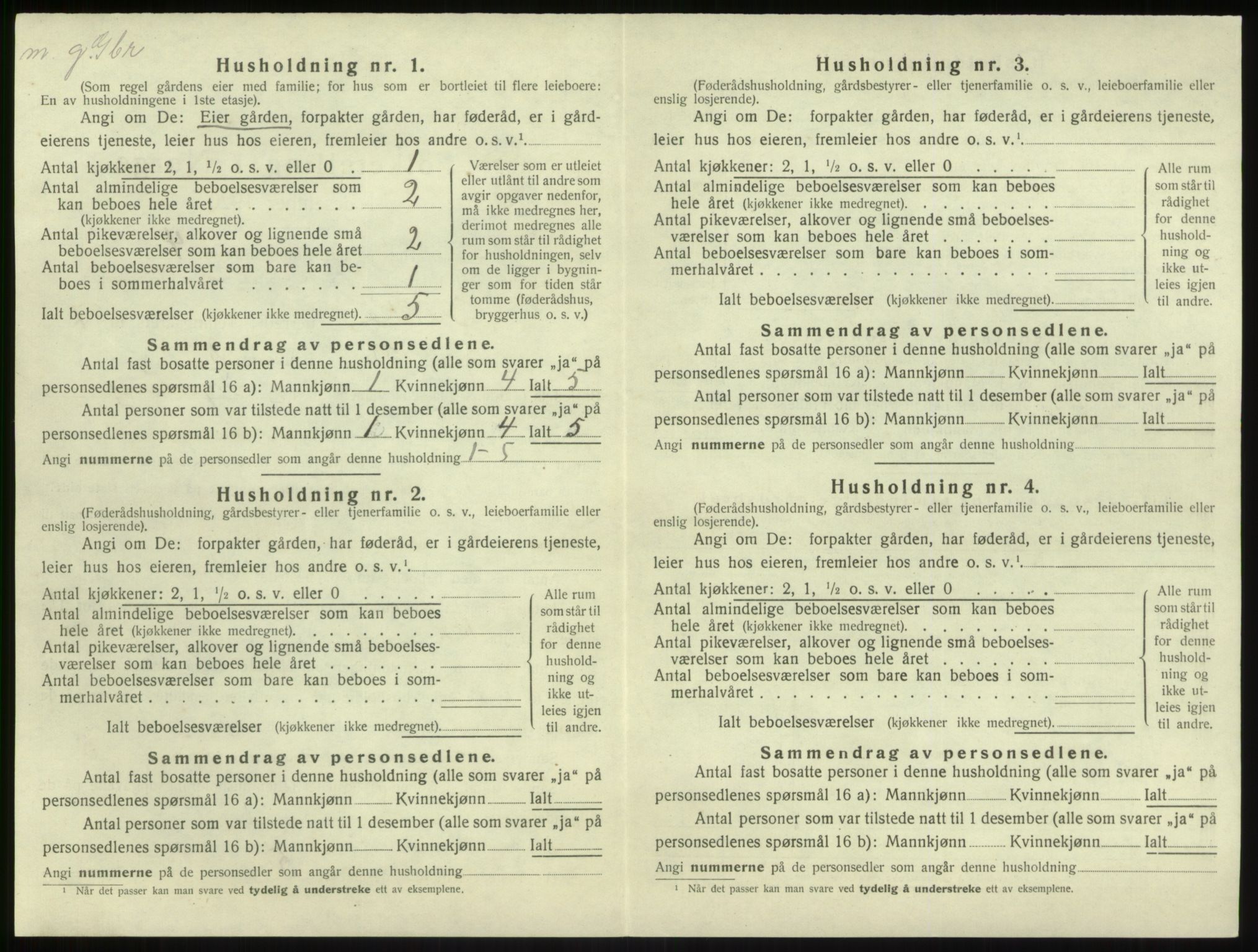 SAB, 1920 census for Brekke, 1920, p. 206