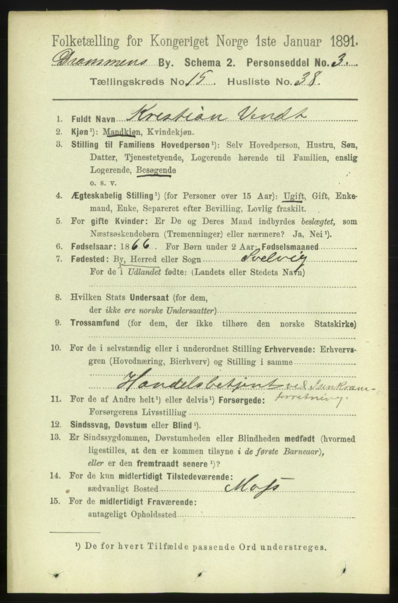 RA, 1891 census for 0602 Drammen, 1891, p. 10931