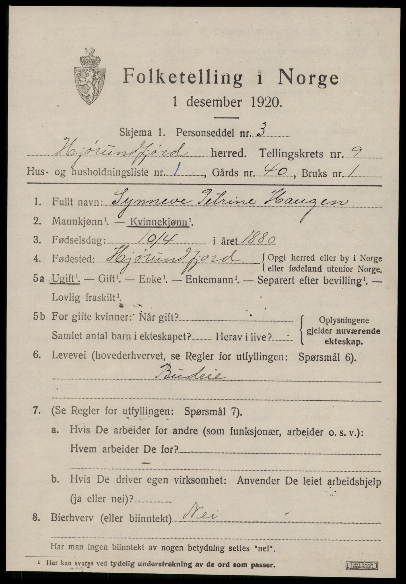 SAT, 1920 census for Hjørundfjord, 1920, p. 3225