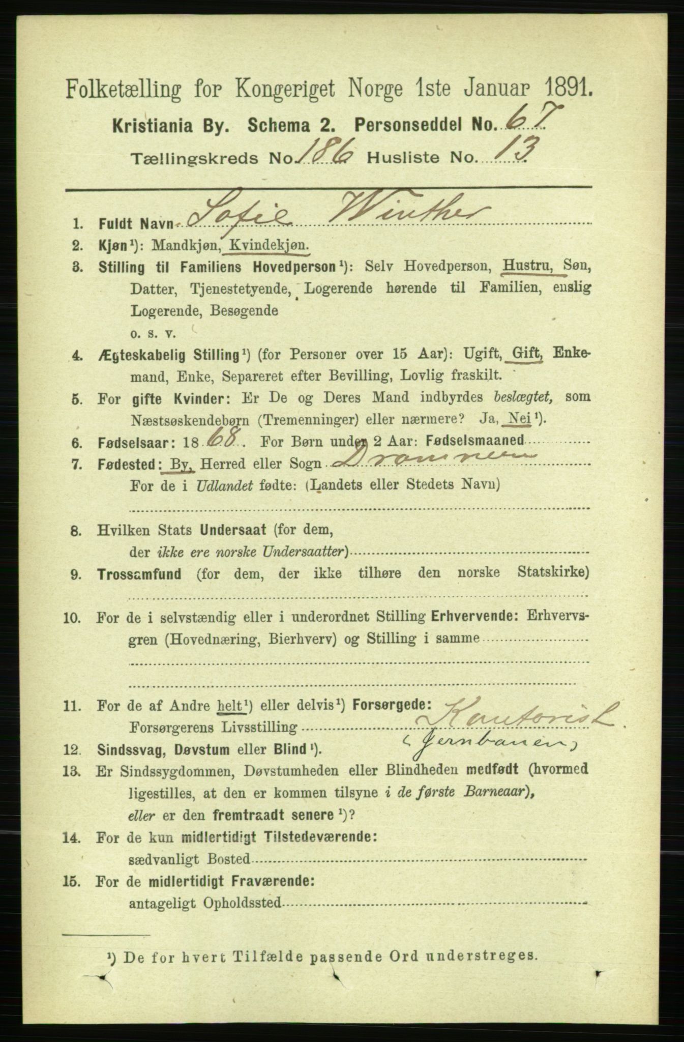RA, 1891 census for 0301 Kristiania, 1891, p. 111848