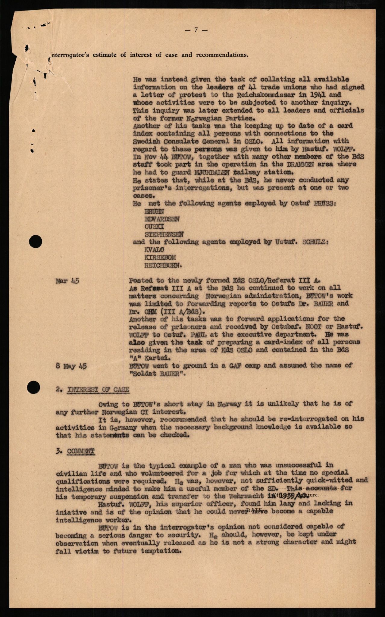 Forsvaret, Forsvarets overkommando II, AV/RA-RAFA-3915/D/Db/L0005: CI Questionaires. Tyske okkupasjonsstyrker i Norge. Tyskere., 1945-1946, p. 91