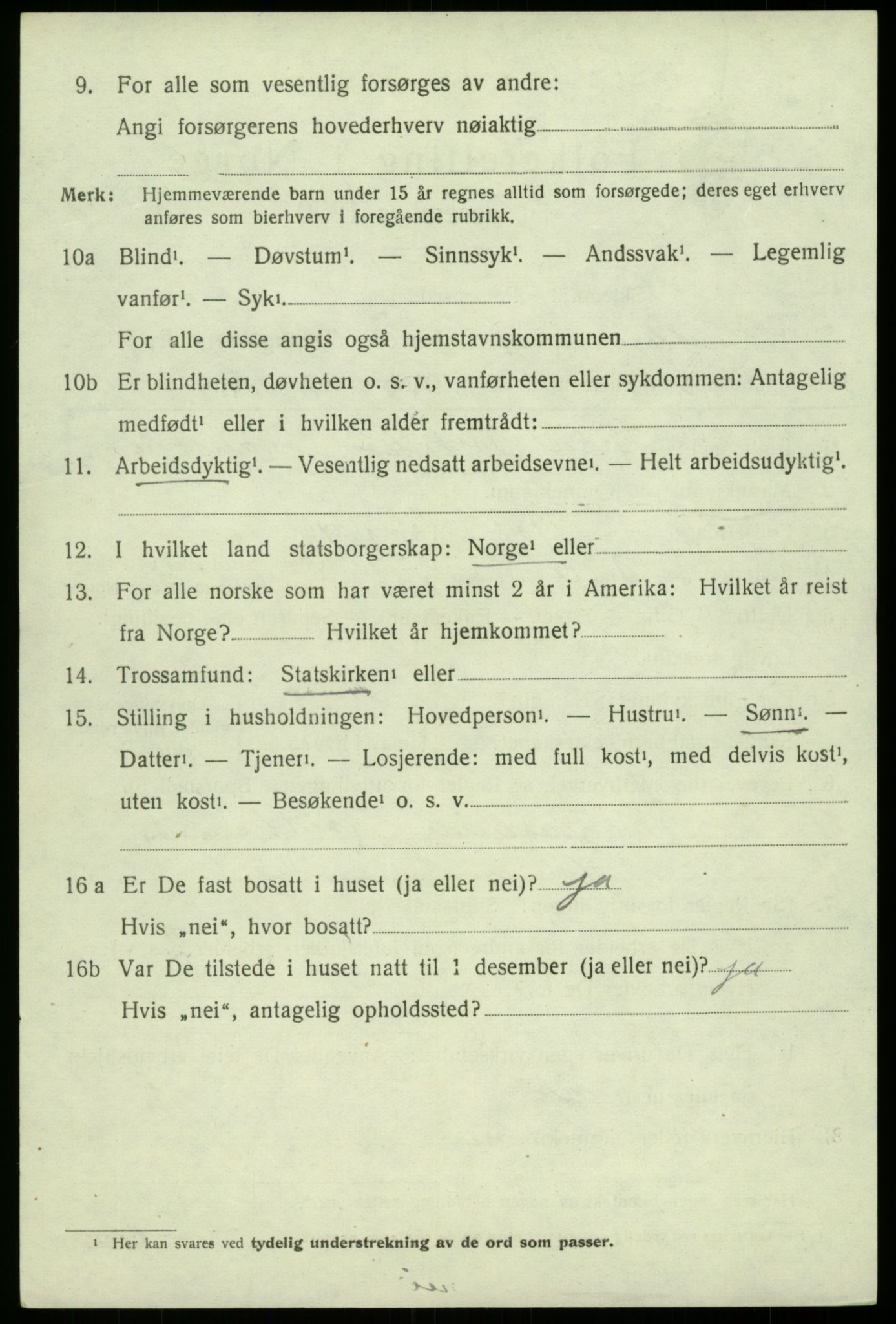 SAB, 1920 census for Ullensvang, 1920, p. 2353