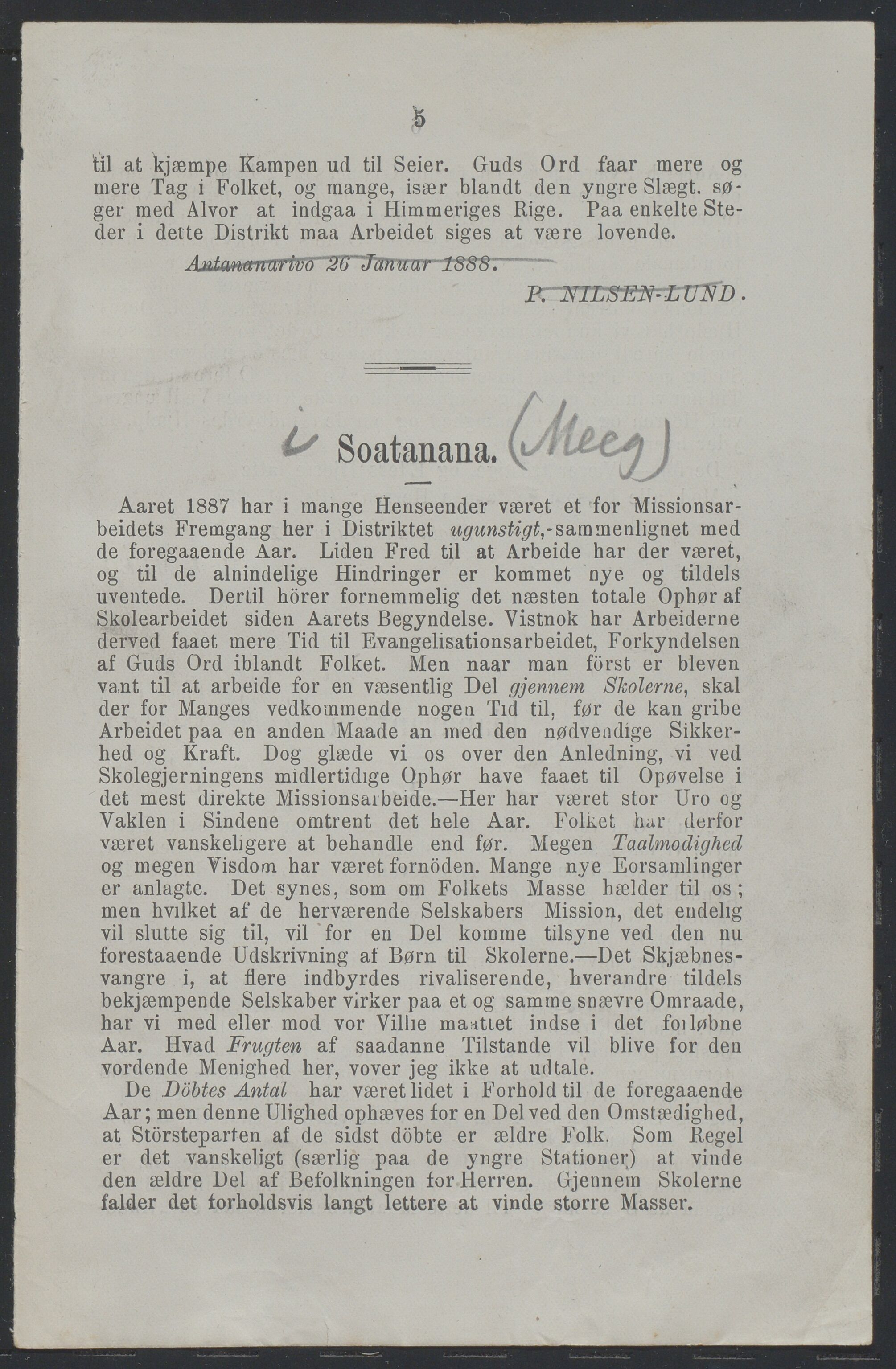 Det Norske Misjonsselskap - hovedadministrasjonen, VID/MA-A-1045/D/Da/Daa/L0037/0006: Konferansereferat og årsberetninger / Konferansereferat fra Madagaskar Innland., 1888, p. 5