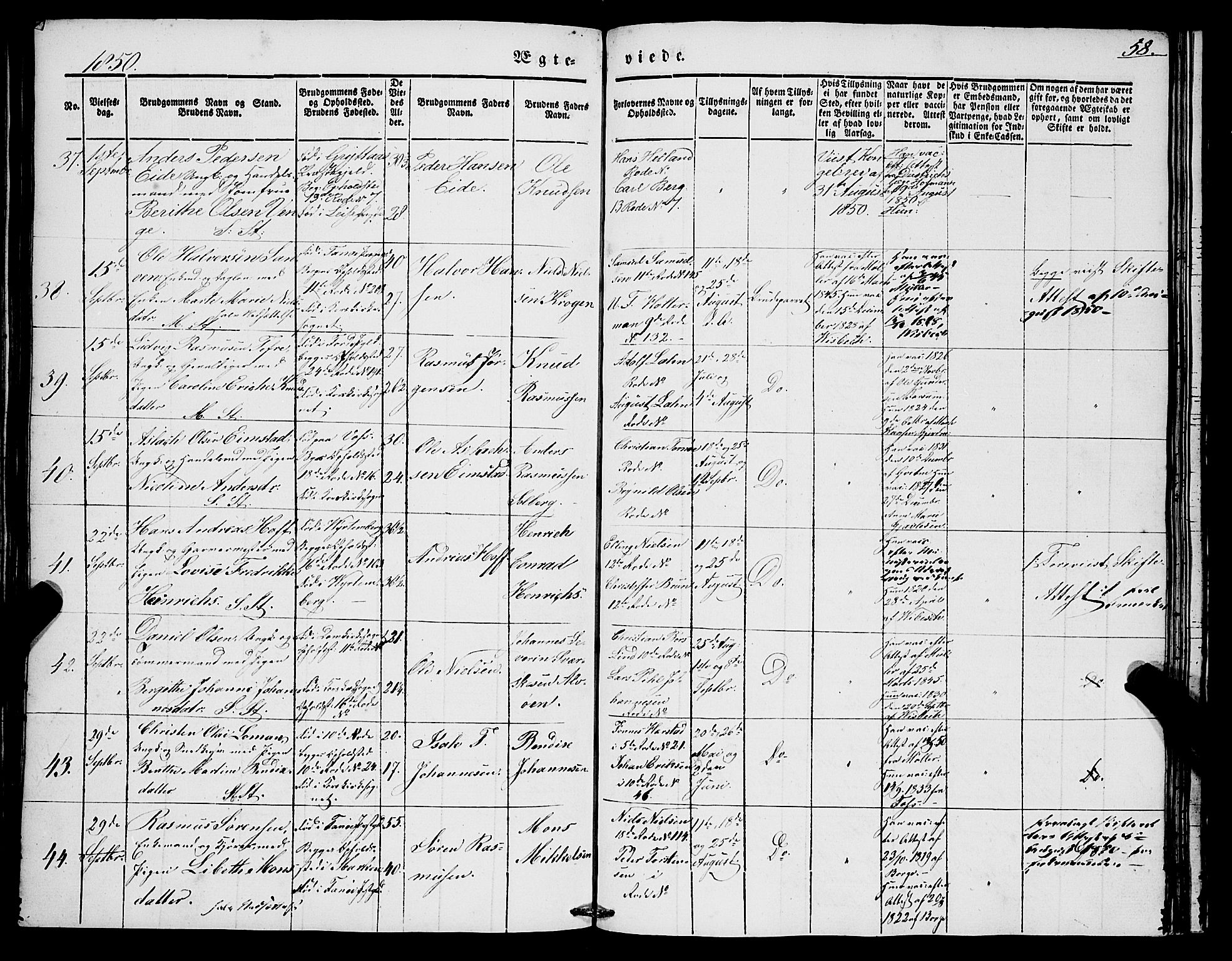 Domkirken sokneprestembete, AV/SAB-A-74801/H/Haa/L0033: Parish register (official) no. D 1, 1841-1853, p. 58