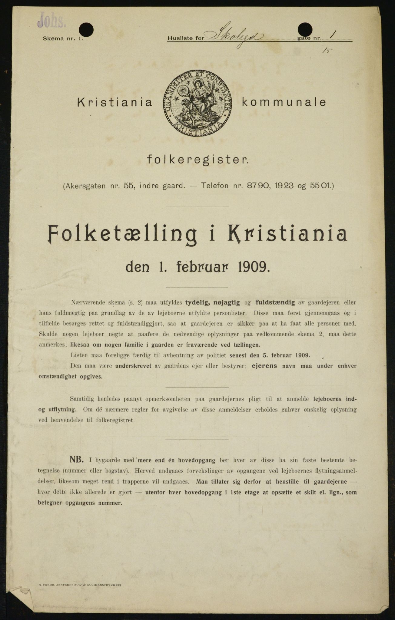 OBA, Municipal Census 1909 for Kristiania, 1909, p. 87212