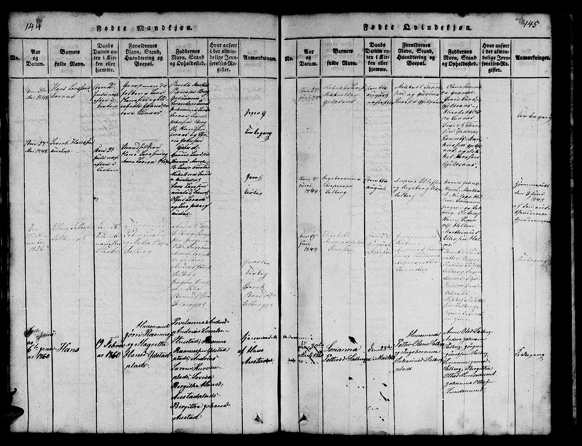Ministerialprotokoller, klokkerbøker og fødselsregistre - Nord-Trøndelag, AV/SAT-A-1458/731/L0310: Parish register (copy) no. 731C01, 1816-1874, p. 144-145