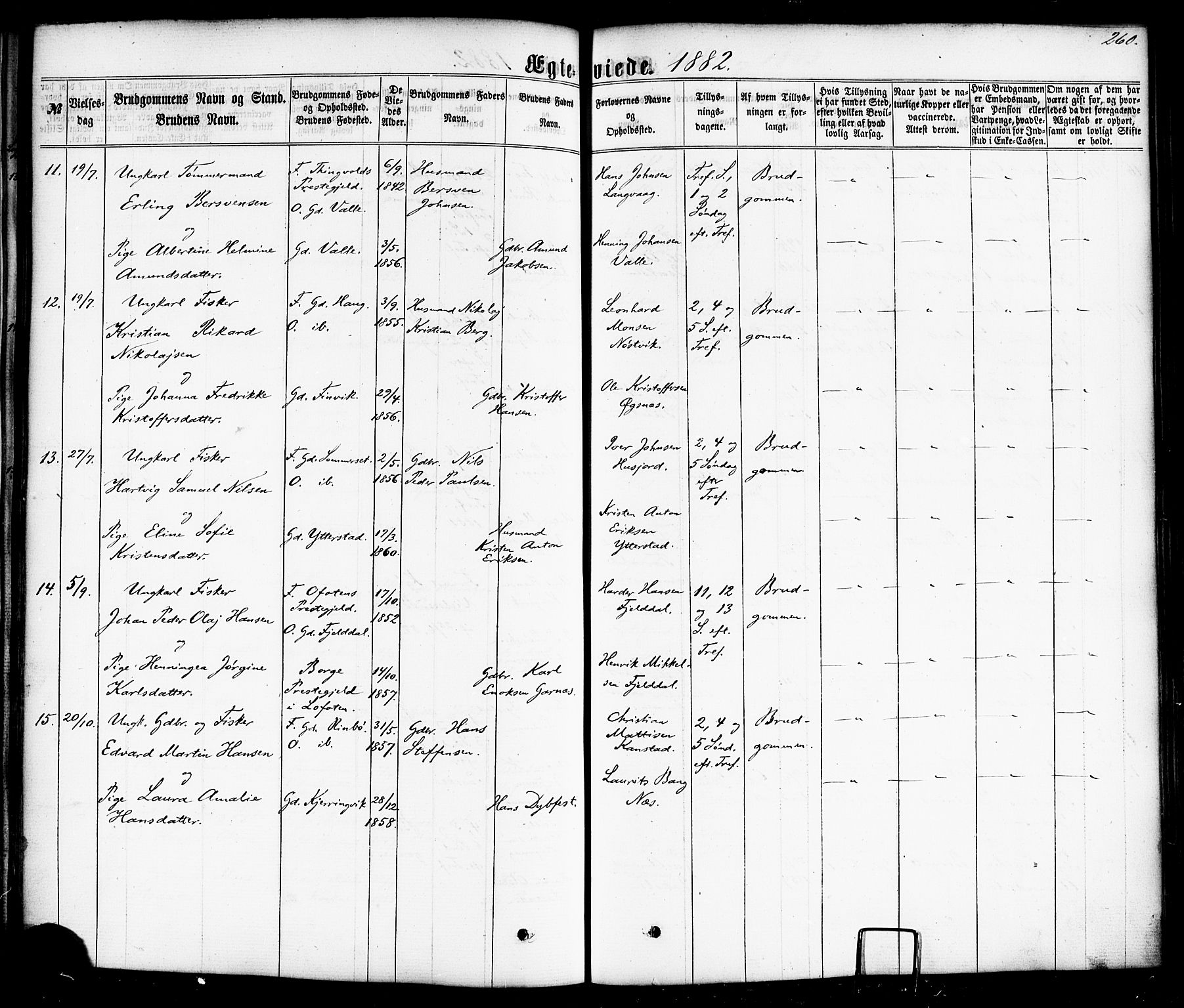 Ministerialprotokoller, klokkerbøker og fødselsregistre - Nordland, AV/SAT-A-1459/872/L1034: Parish register (official) no. 872A09, 1864-1884, p. 260