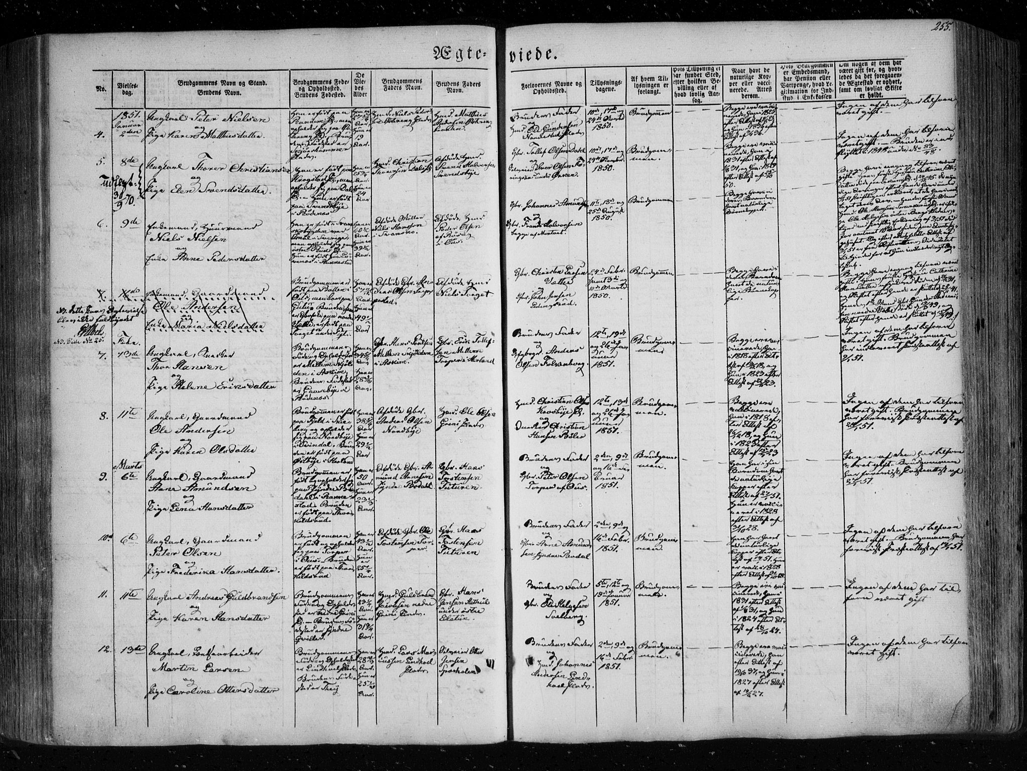 Eidsberg prestekontor Kirkebøker, SAO/A-10905/F/Fa/L0009: Parish register (official) no. I 9, 1849-1856, p. 255