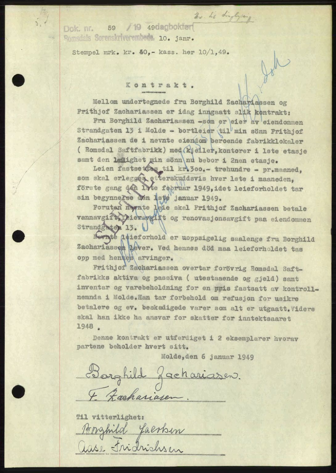 Romsdal sorenskriveri, AV/SAT-A-4149/1/2/2C: Mortgage book no. A28, 1948-1949, Diary no: : 59/1949