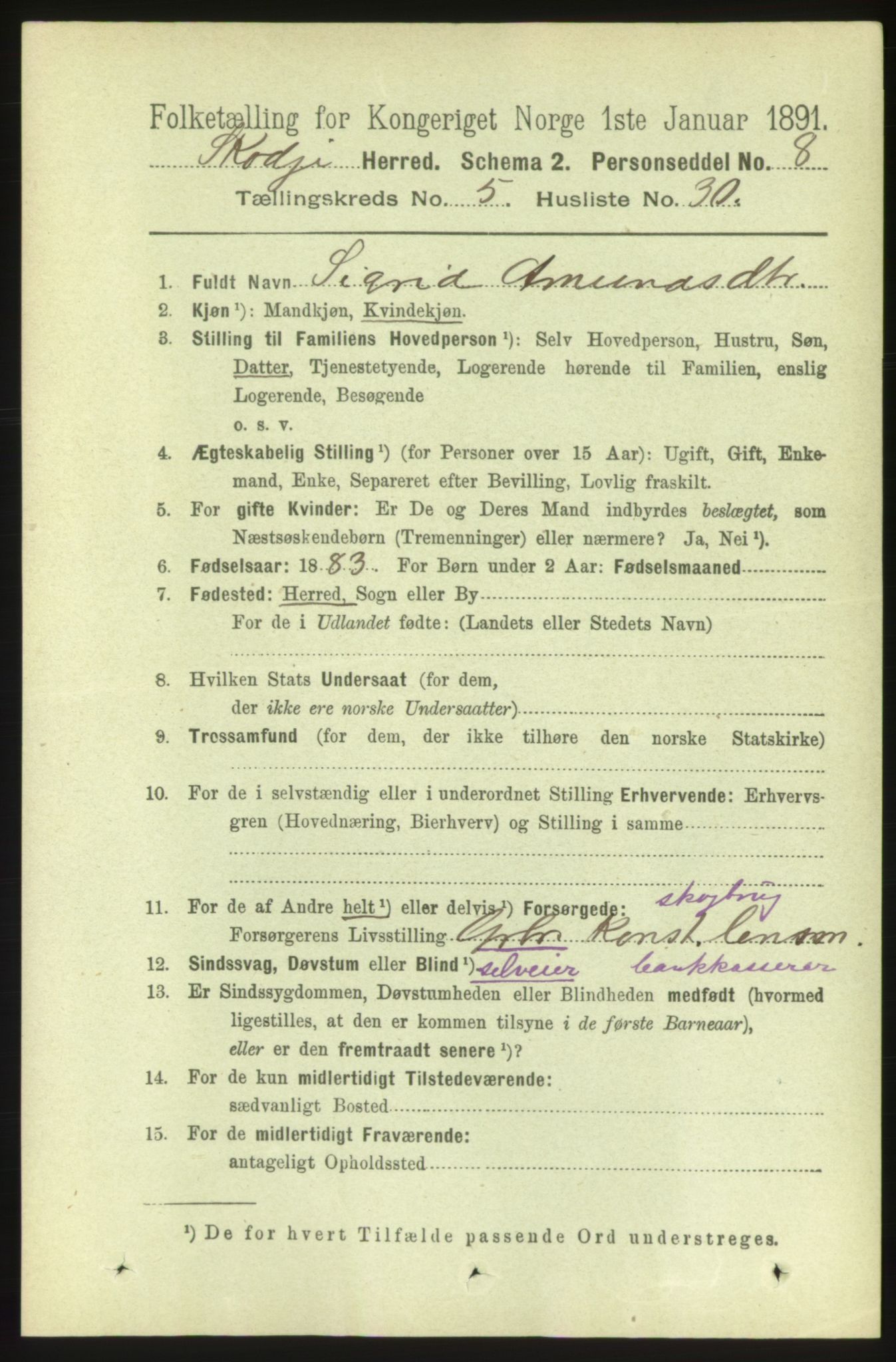 RA, 1891 census for 1529 Skodje, 1891, p. 1021