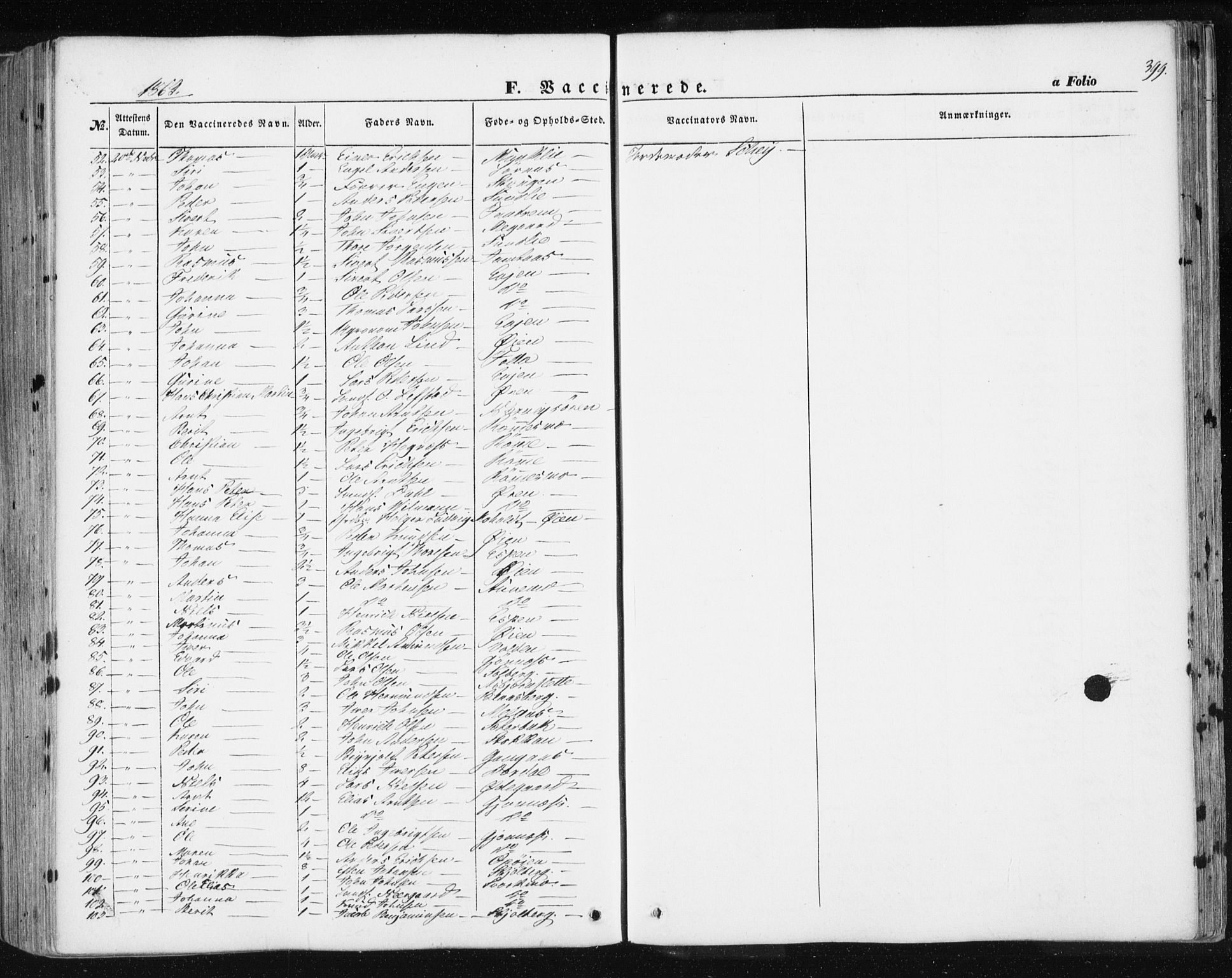 Ministerialprotokoller, klokkerbøker og fødselsregistre - Sør-Trøndelag, SAT/A-1456/668/L0806: Parish register (official) no. 668A06, 1854-1869, p. 399