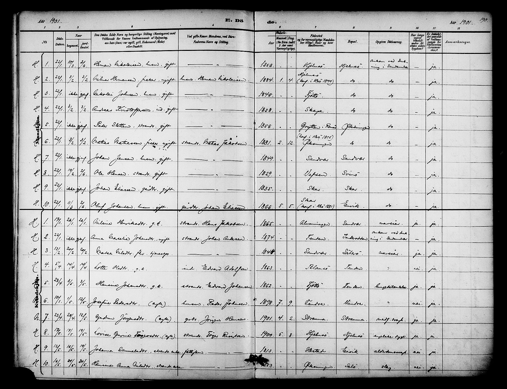 Ministerialprotokoller, klokkerbøker og fødselsregistre - Nordland, SAT/A-1459/834/L0508: Parish register (official) no. 834A06, 1892-1901, p. 190