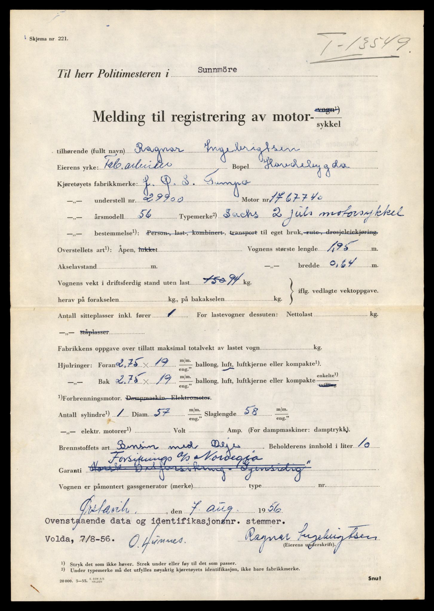 Møre og Romsdal vegkontor - Ålesund trafikkstasjon, AV/SAT-A-4099/F/Fe/L0040: Registreringskort for kjøretøy T 13531 - T 13709, 1927-1998, p. 381