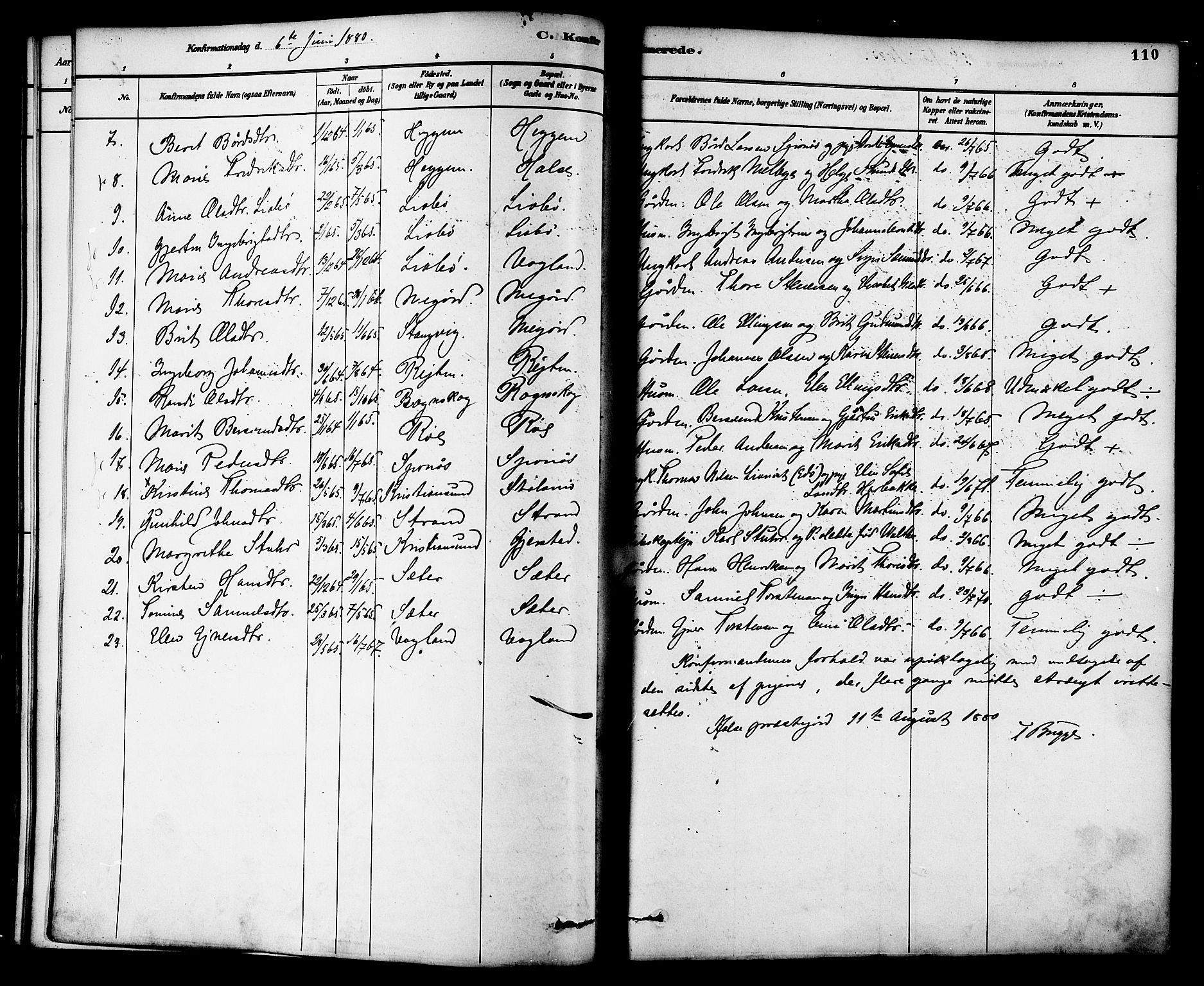 Ministerialprotokoller, klokkerbøker og fødselsregistre - Møre og Romsdal, SAT/A-1454/576/L0885: Parish register (official) no. 576A03, 1880-1898, p. 110