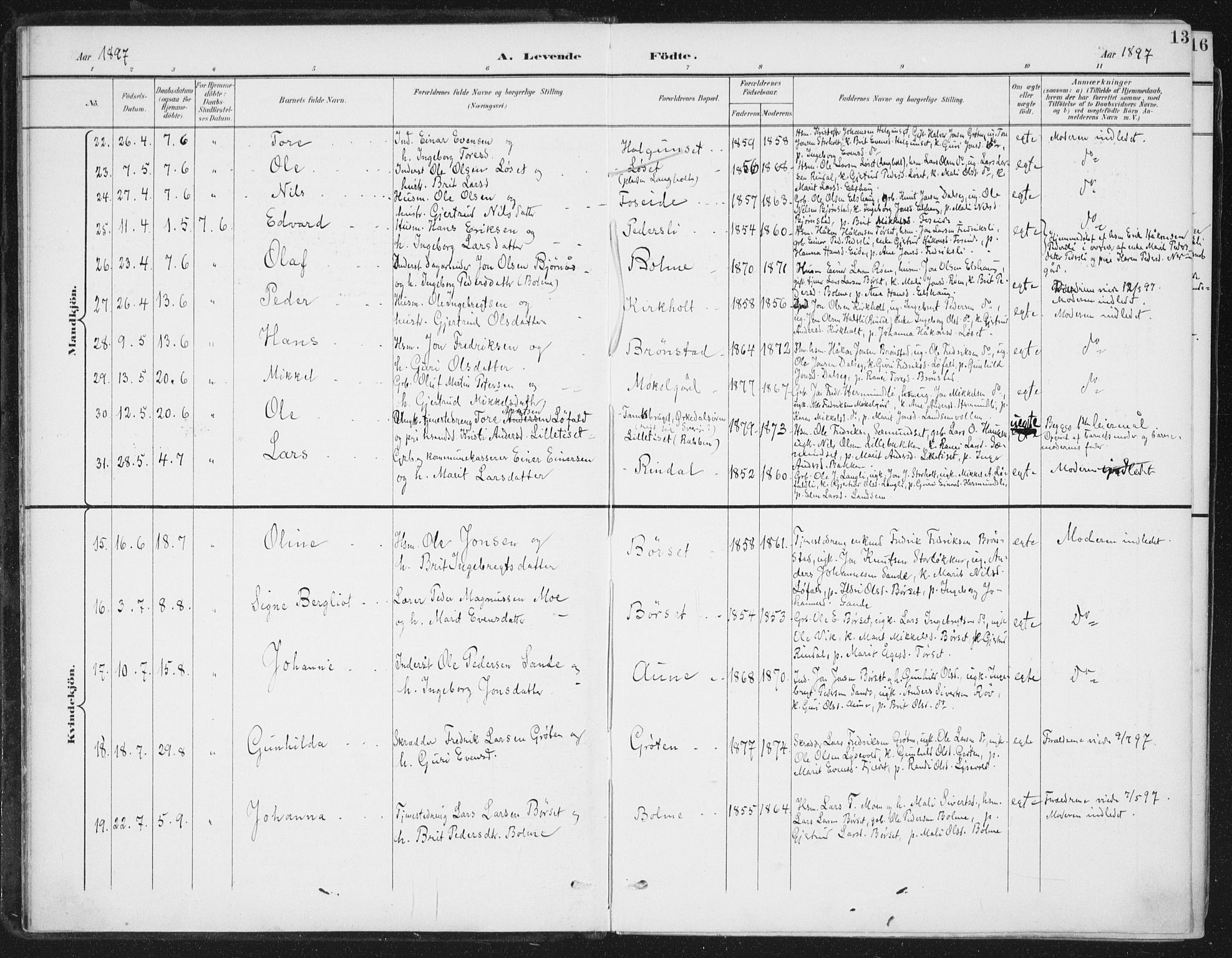 Ministerialprotokoller, klokkerbøker og fødselsregistre - Møre og Romsdal, AV/SAT-A-1454/598/L1072: Parish register (official) no. 598A06, 1896-1910, p. 13