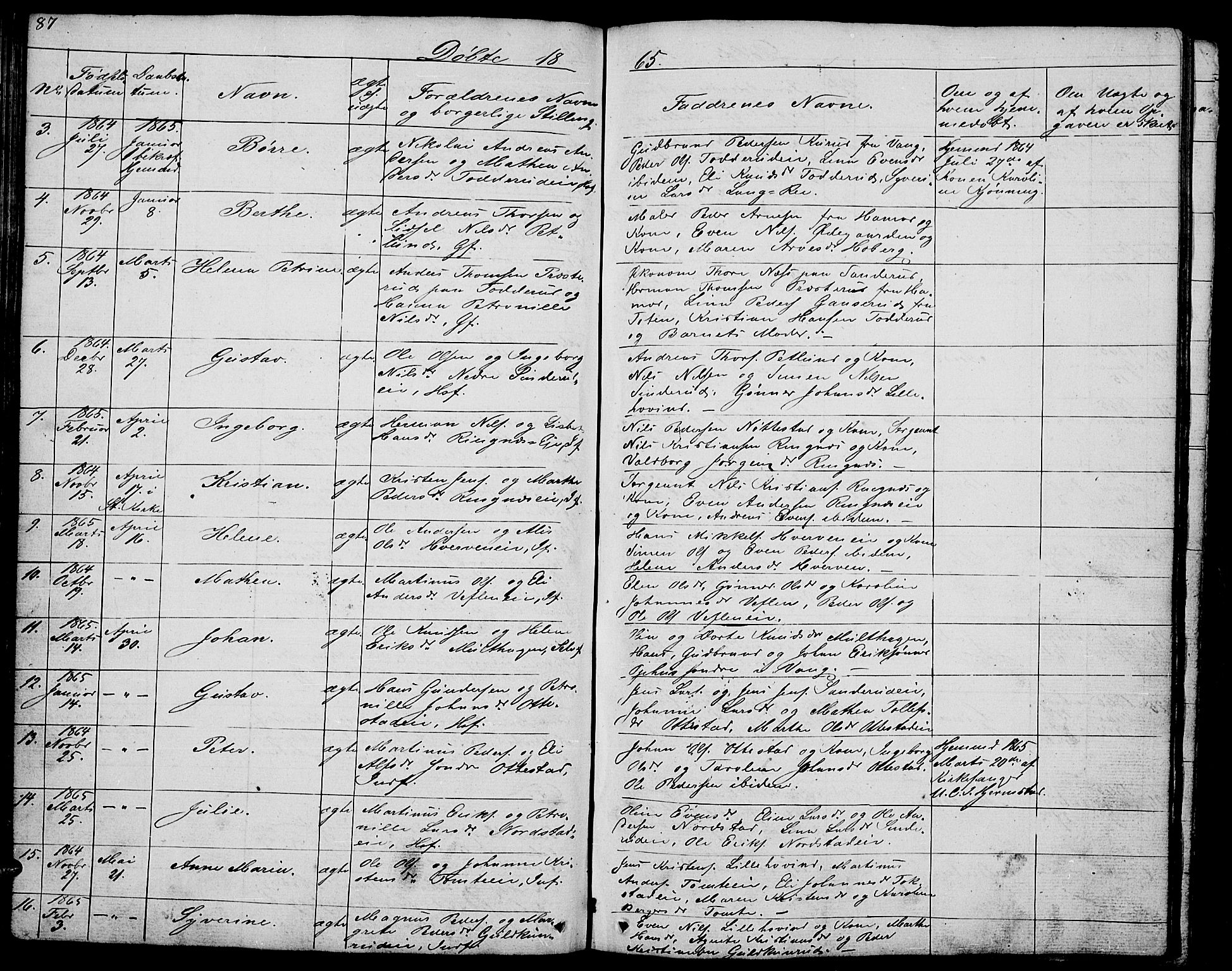 Stange prestekontor, AV/SAH-PREST-002/L/L0002: Parish register (copy) no. 2, 1838-1879, p. 87