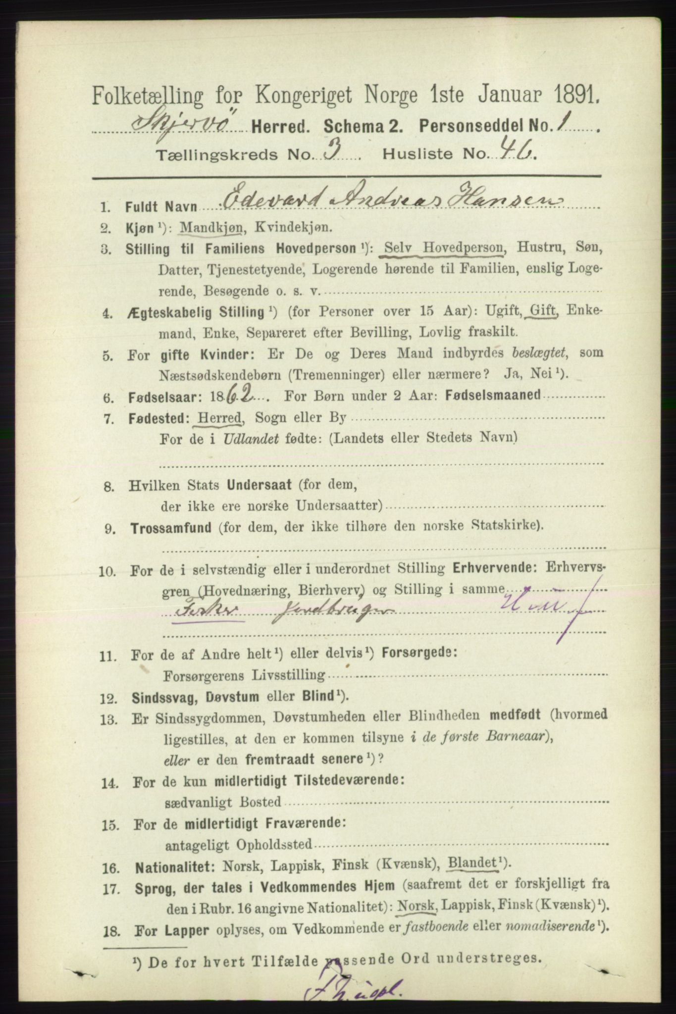 RA, 1891 census for 1941 Skjervøy, 1891, p. 2186