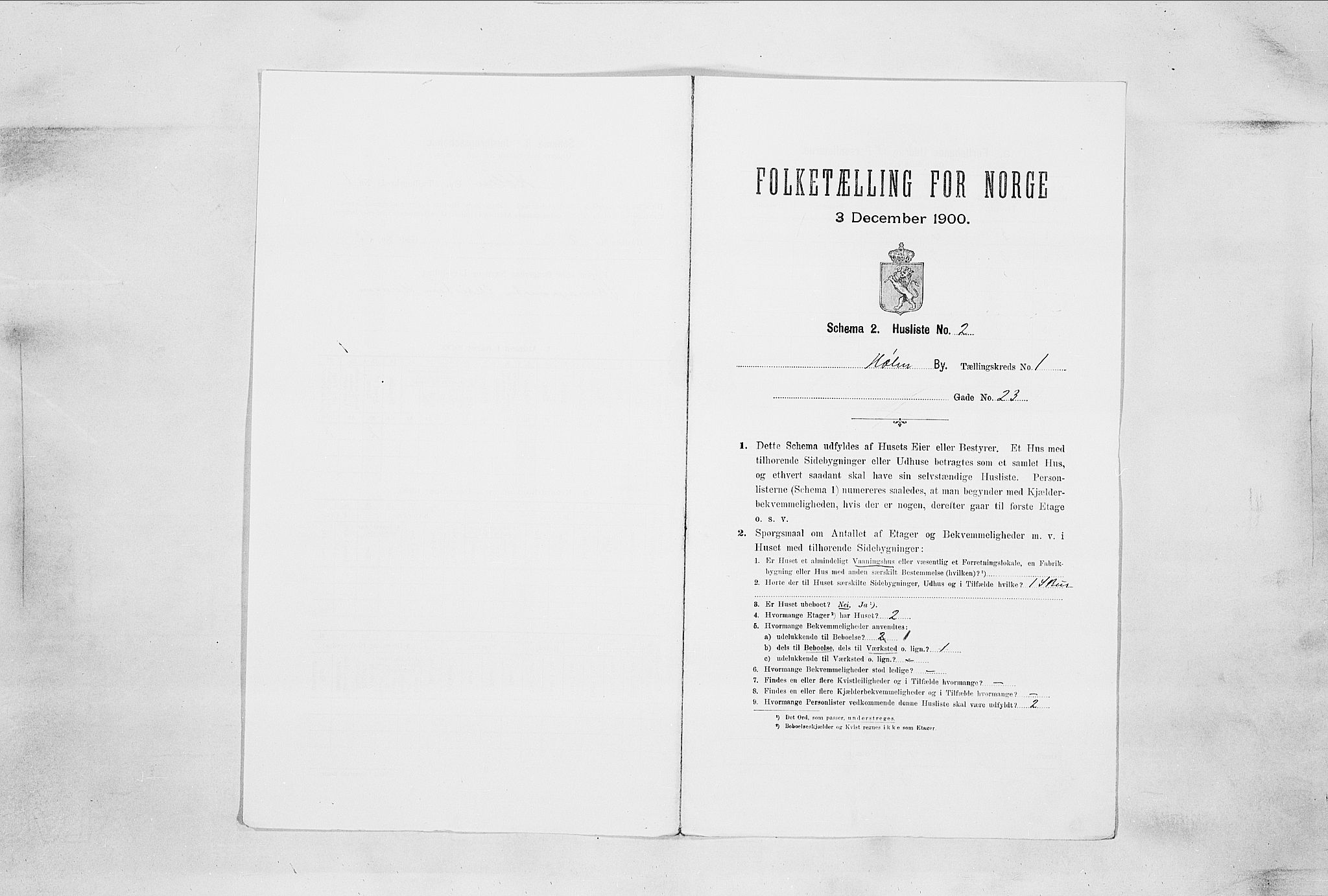 SAO, 1900 census for Hølen, 1900