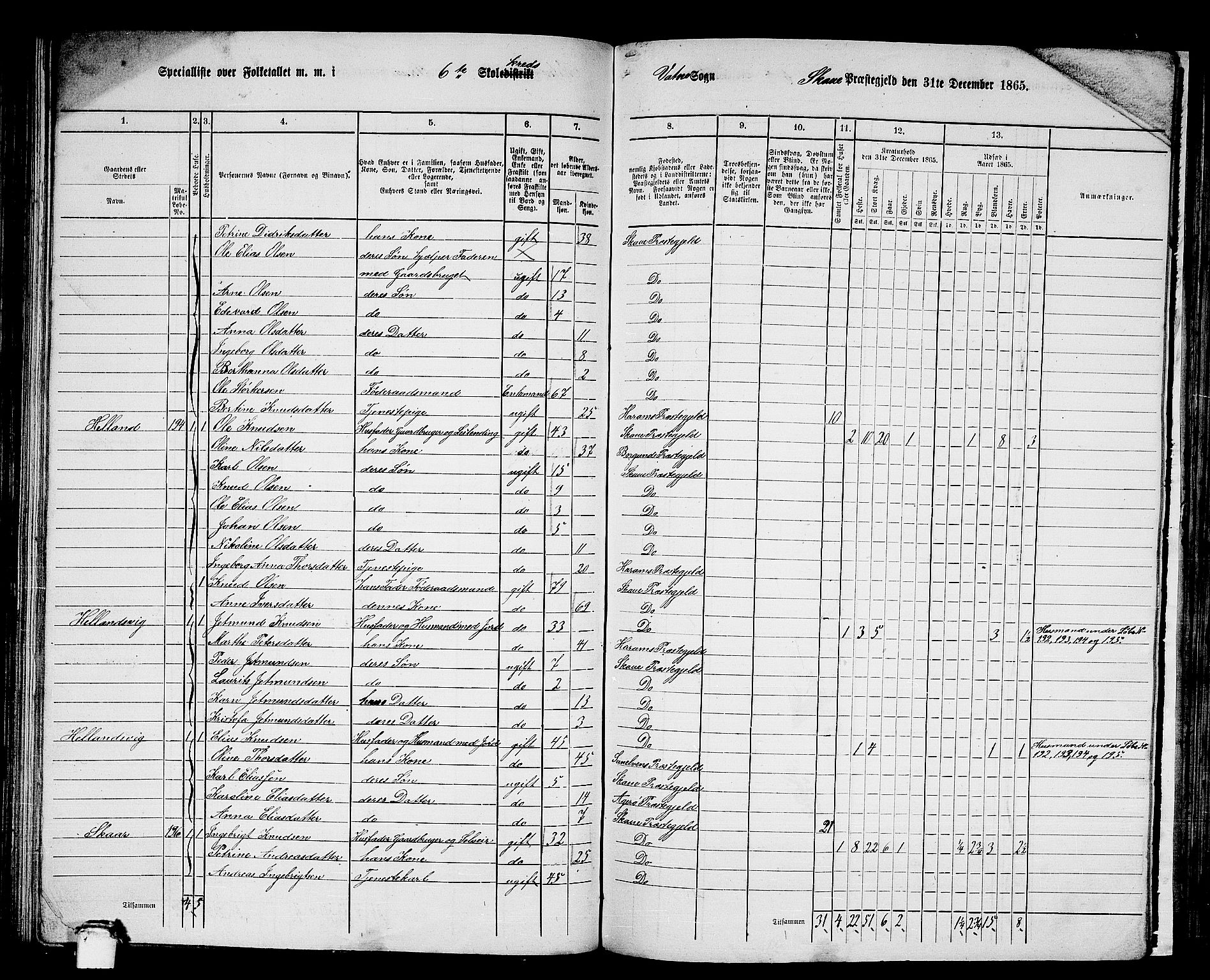 RA, 1865 census for Skodje, 1865, p. 103