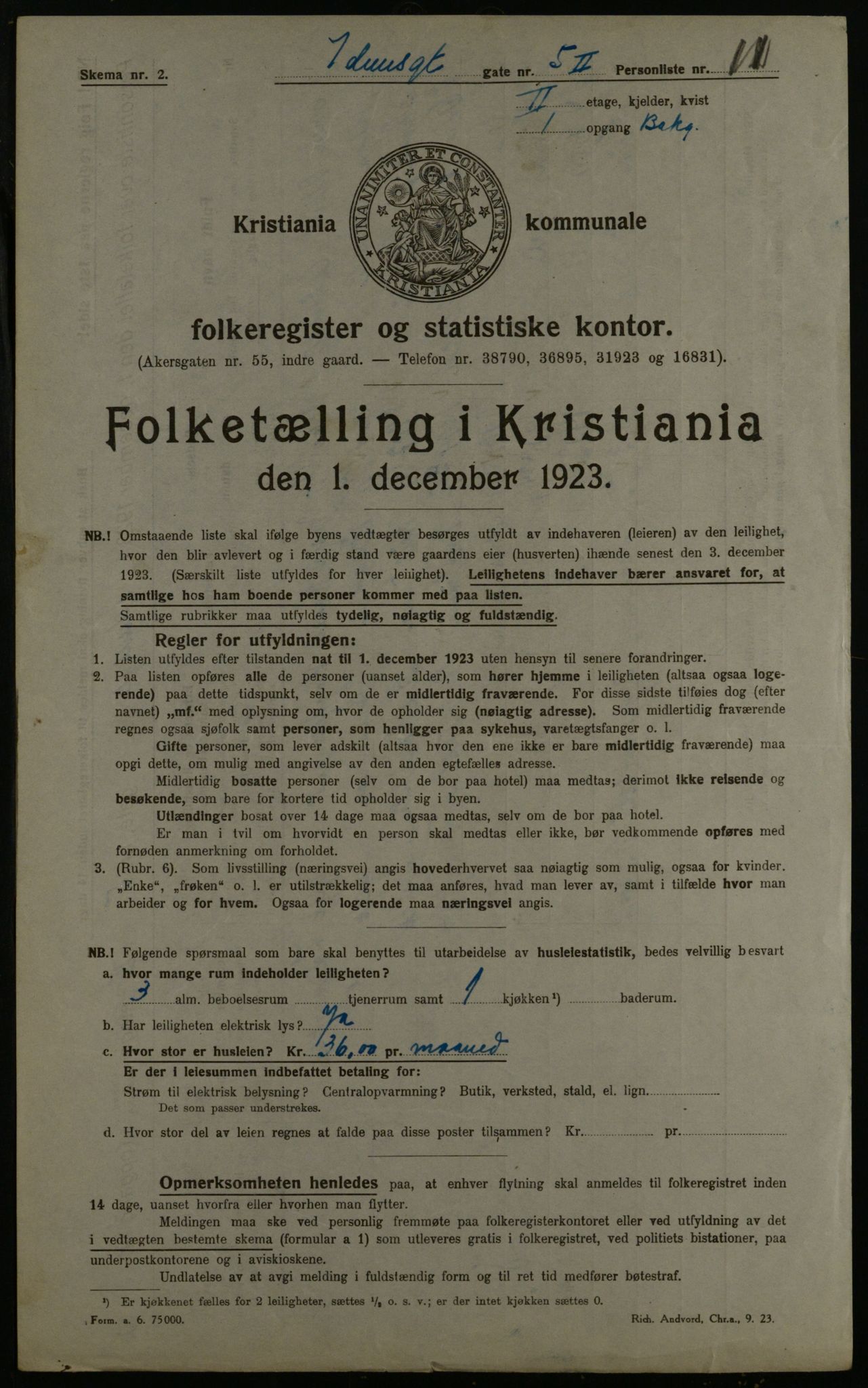 OBA, Municipal Census 1923 for Kristiania, 1923, p. 48329