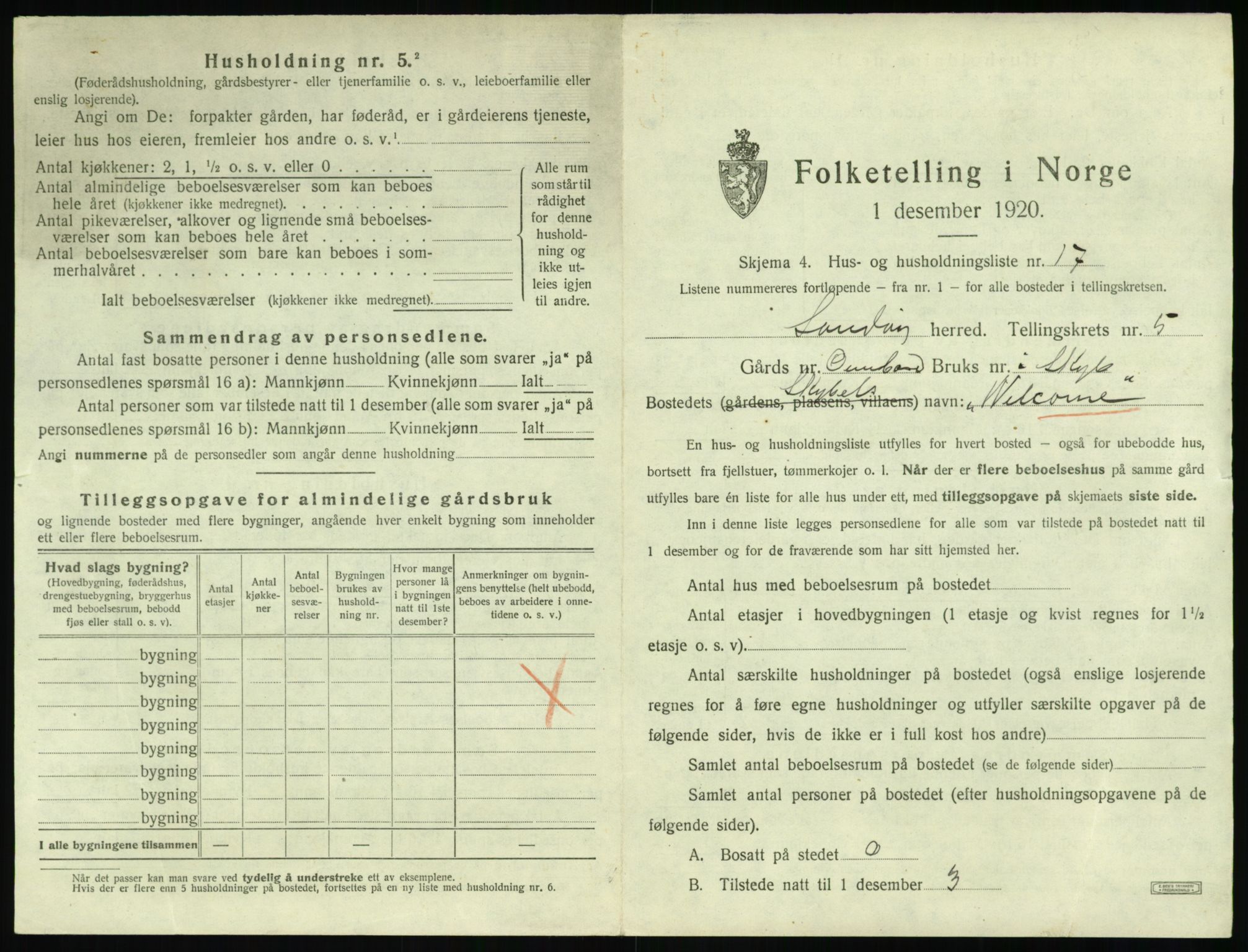 SAT, 1920 census for Sandøy, 1920, p. 276