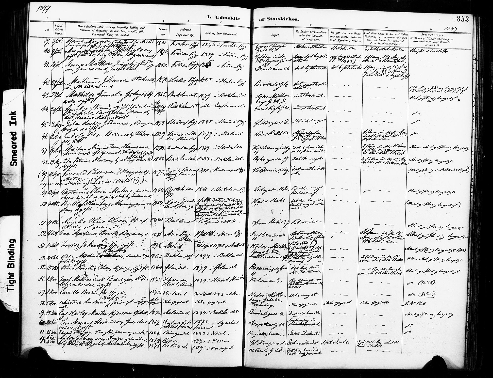 Ministerialprotokoller, klokkerbøker og fødselsregistre - Sør-Trøndelag, AV/SAT-A-1456/604/L0198: Parish register (official) no. 604A19, 1893-1900, p. 353