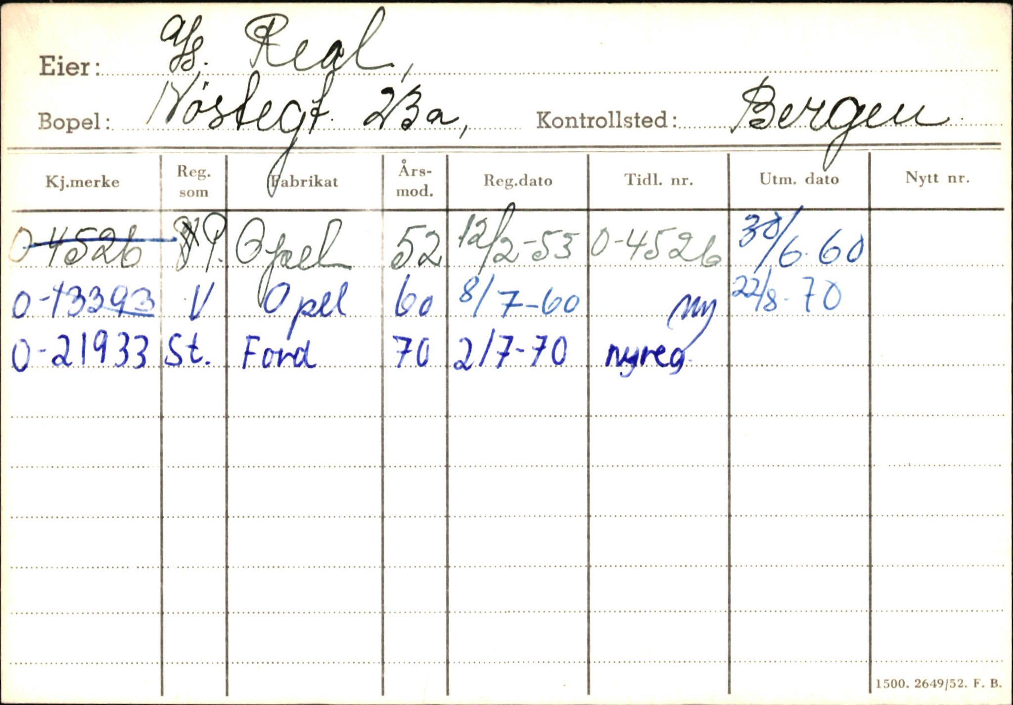 Statens vegvesen, Hordaland vegkontor, AV/SAB-A-5201/2/Hb/L0029: O-eierkort R, 1920-1971, p. 2