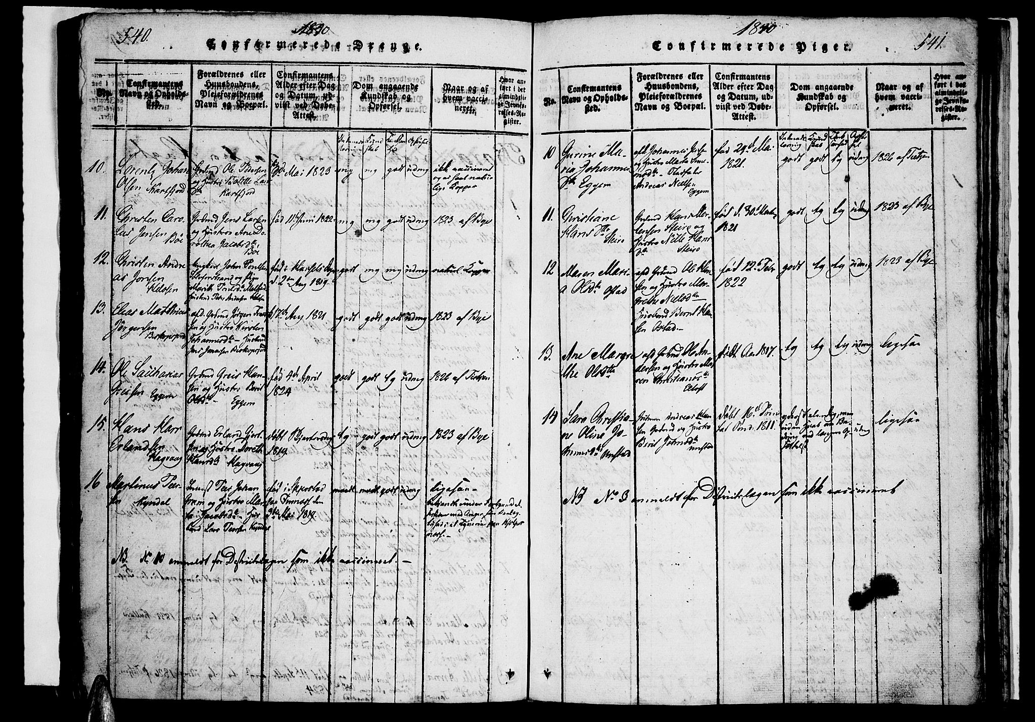 Ministerialprotokoller, klokkerbøker og fødselsregistre - Nordland, AV/SAT-A-1459/880/L1130: Parish register (official) no. 880A04, 1821-1843, p. 540-541