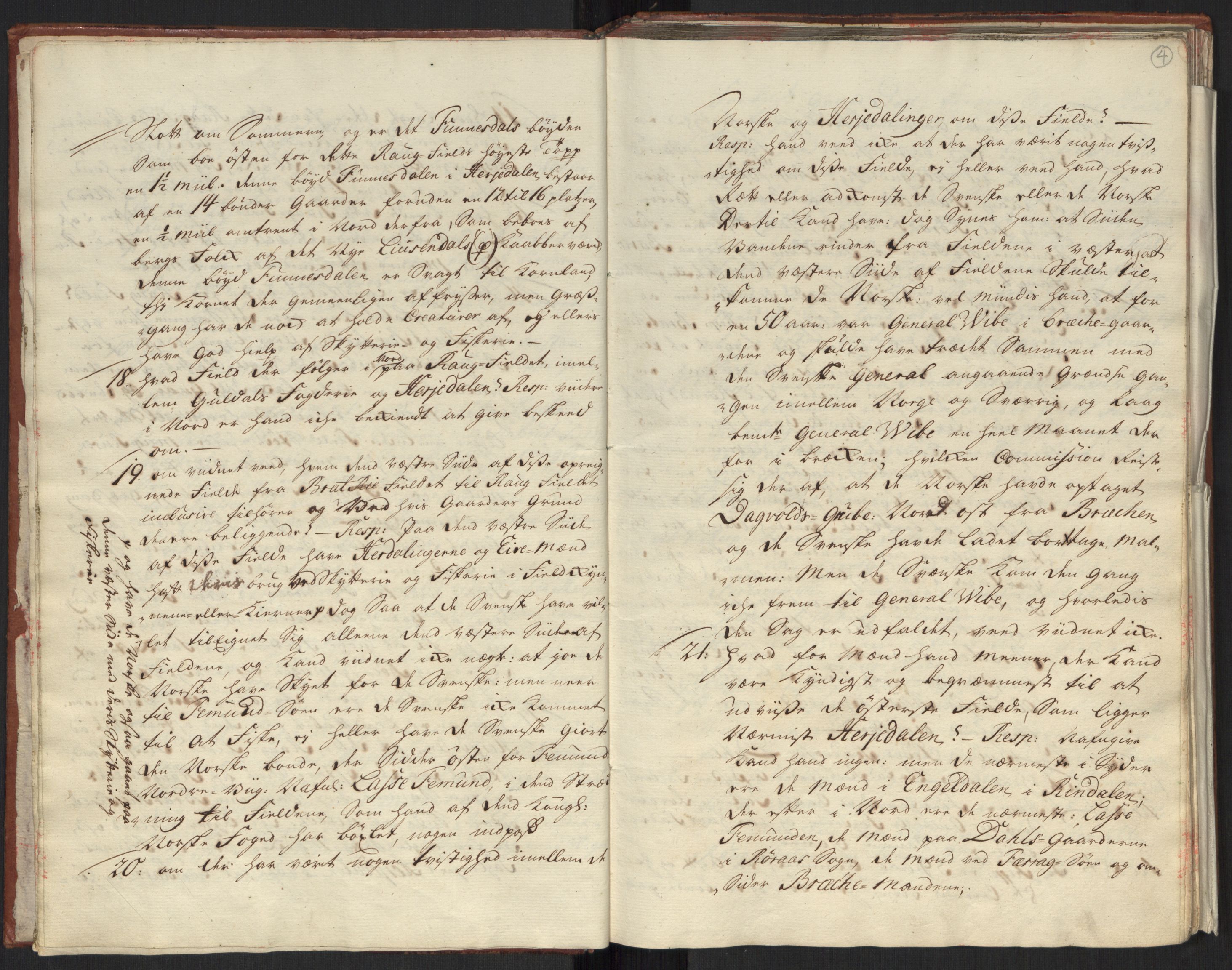 Danske Kanselli, Grensearkivet, AV/RA-EA-4062/F/L0010/0002: Volum XX-XXII / Vol. XXI: Major Schnitlers grenseeksaminasjonsprotokoll, 1. bind, 1742, p. 3b-4a