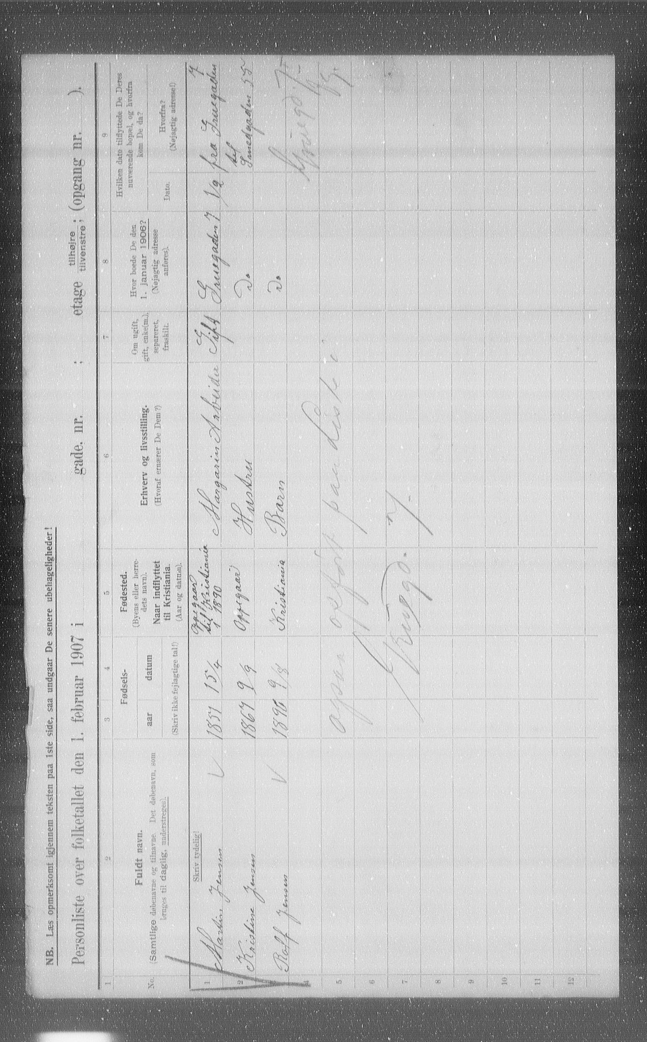 OBA, Municipal Census 1907 for Kristiania, 1907, p. 49871