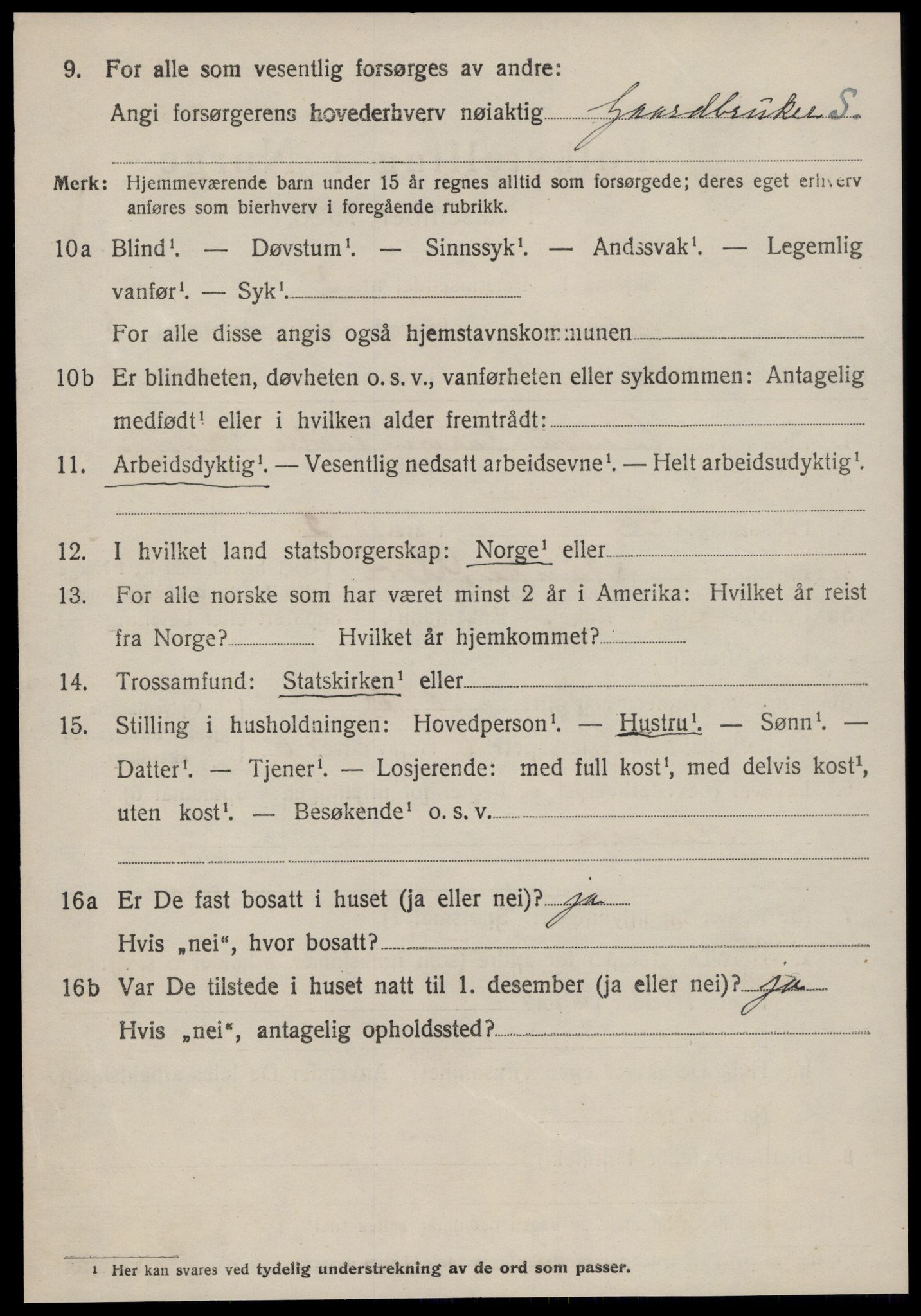 SAT, 1920 census for Ulstein, 1920, p. 3119