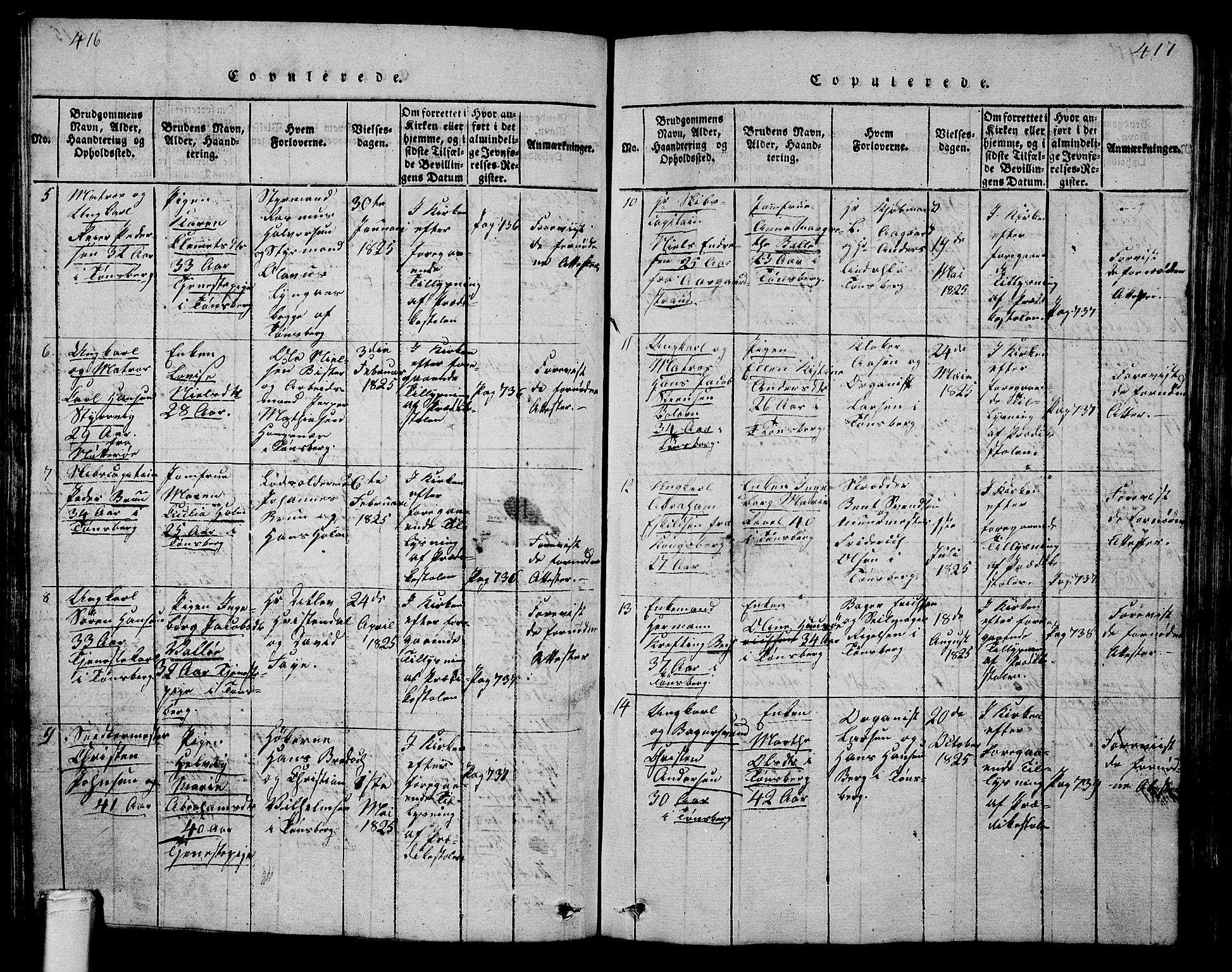 Tønsberg kirkebøker, AV/SAKO-A-330/G/Ga/L0001: Parish register (copy) no. 1, 1813-1826, p. 416-417