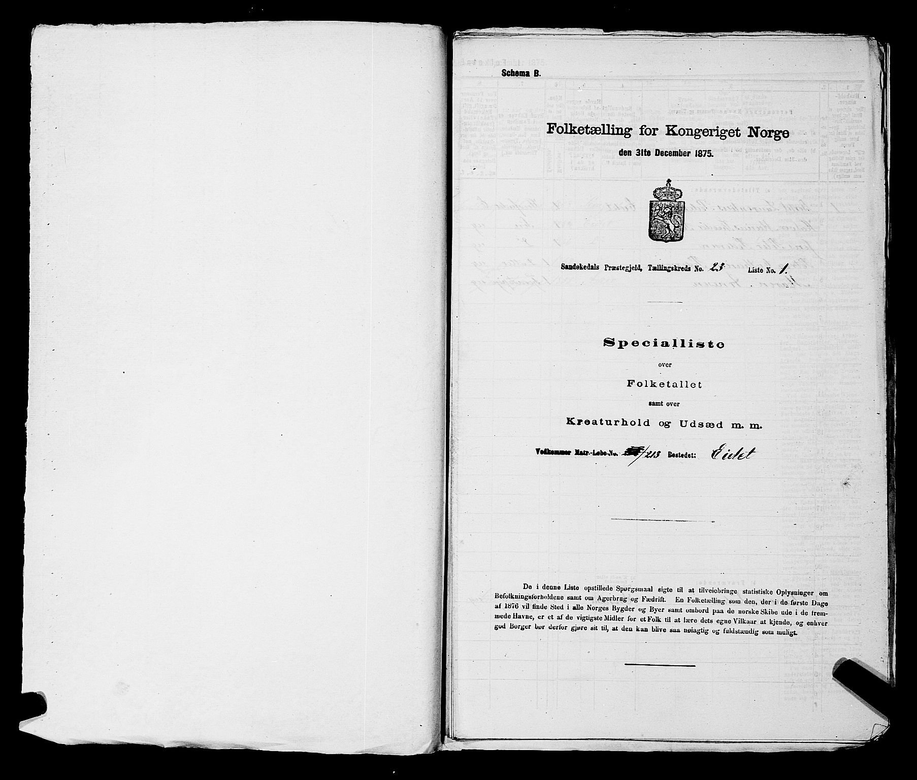 SAKO, 1875 census for 0816P Sannidal, 1875, p. 1827