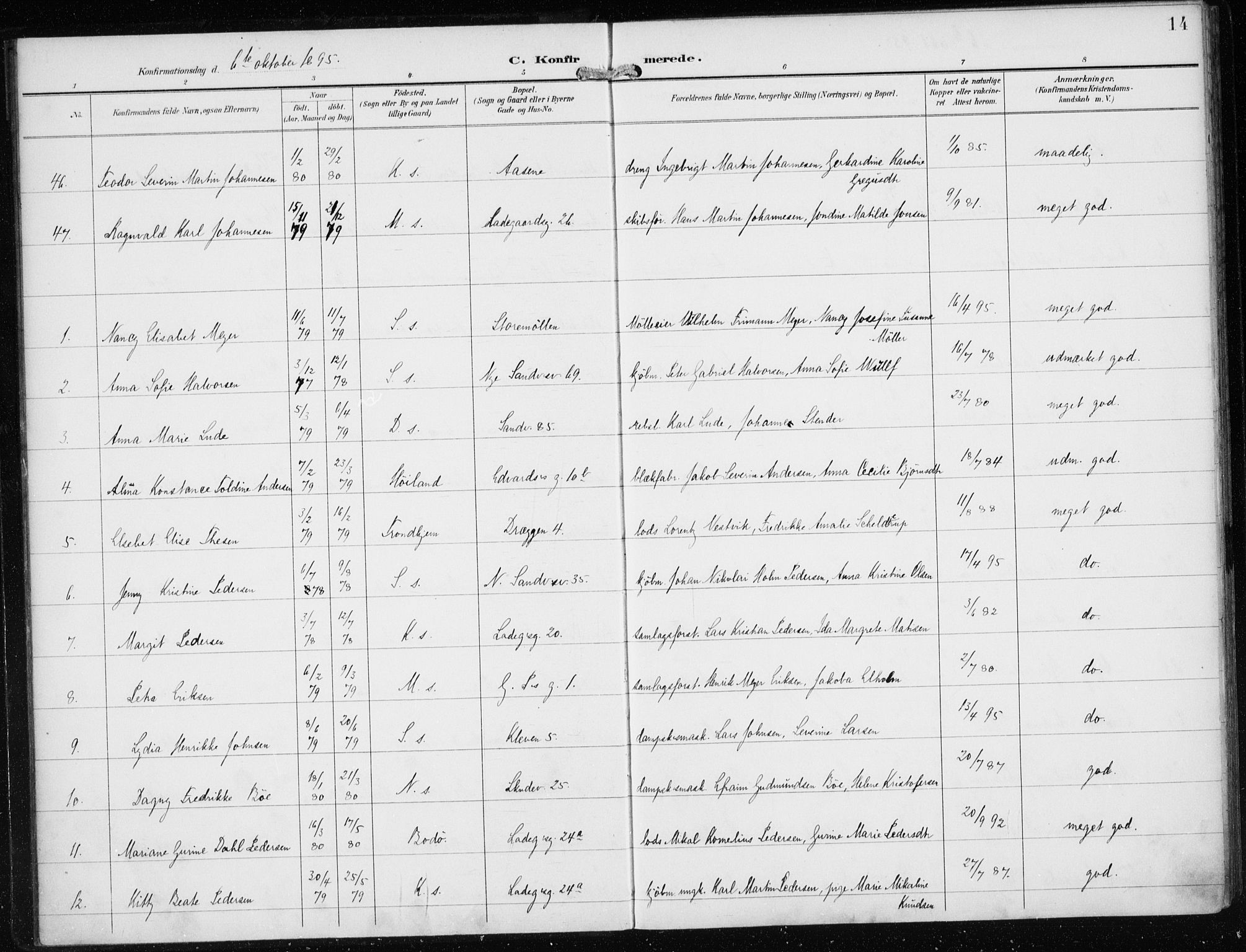 Sandviken Sokneprestembete, AV/SAB-A-77601/H/Ha/L0010: Parish register (official) no. C 1, 1895-1905, p. 14