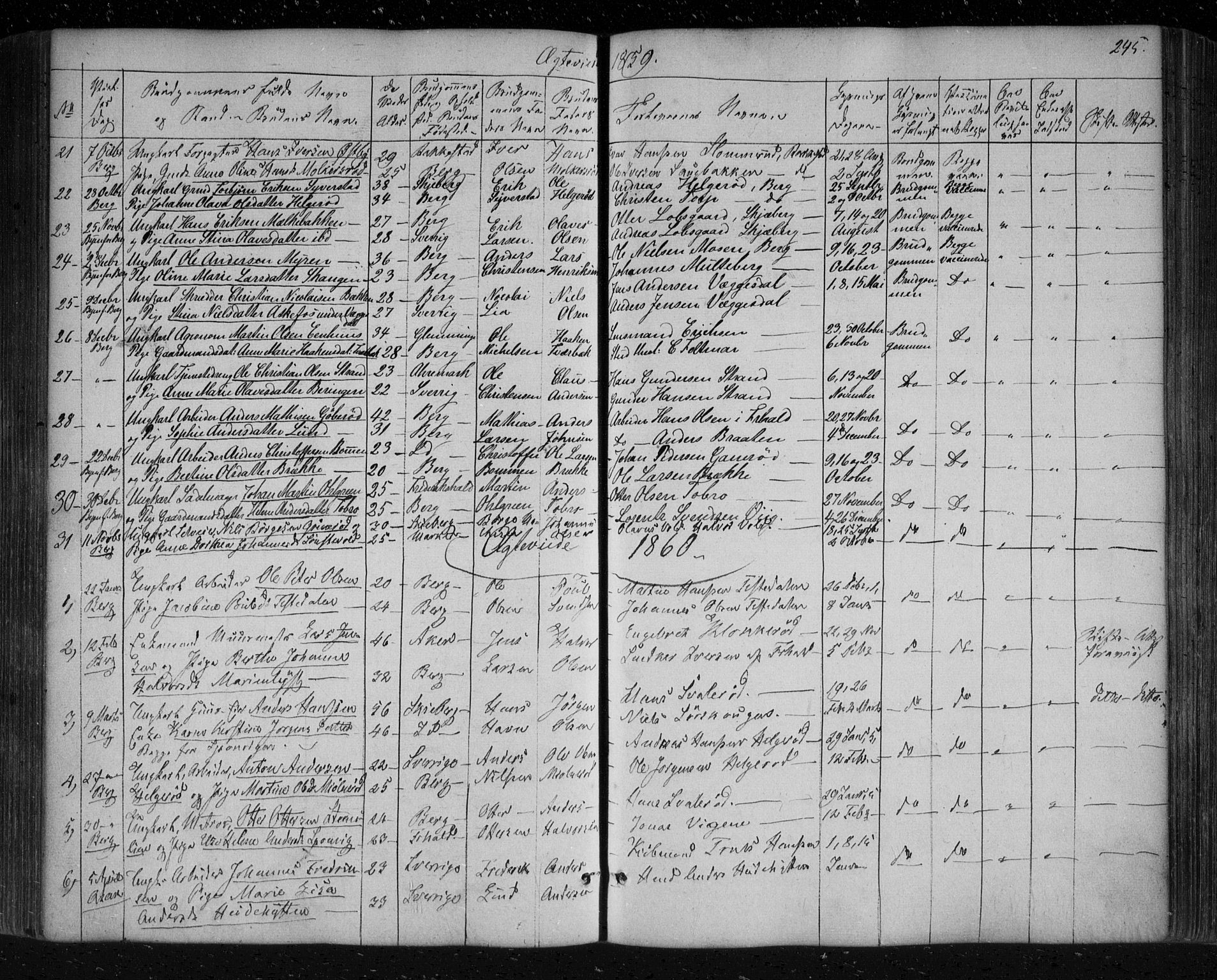 Berg prestekontor Kirkebøker, AV/SAO-A-10902/F/Fa/L0004: Parish register (official) no. I 4, 1843-1860, p. 245