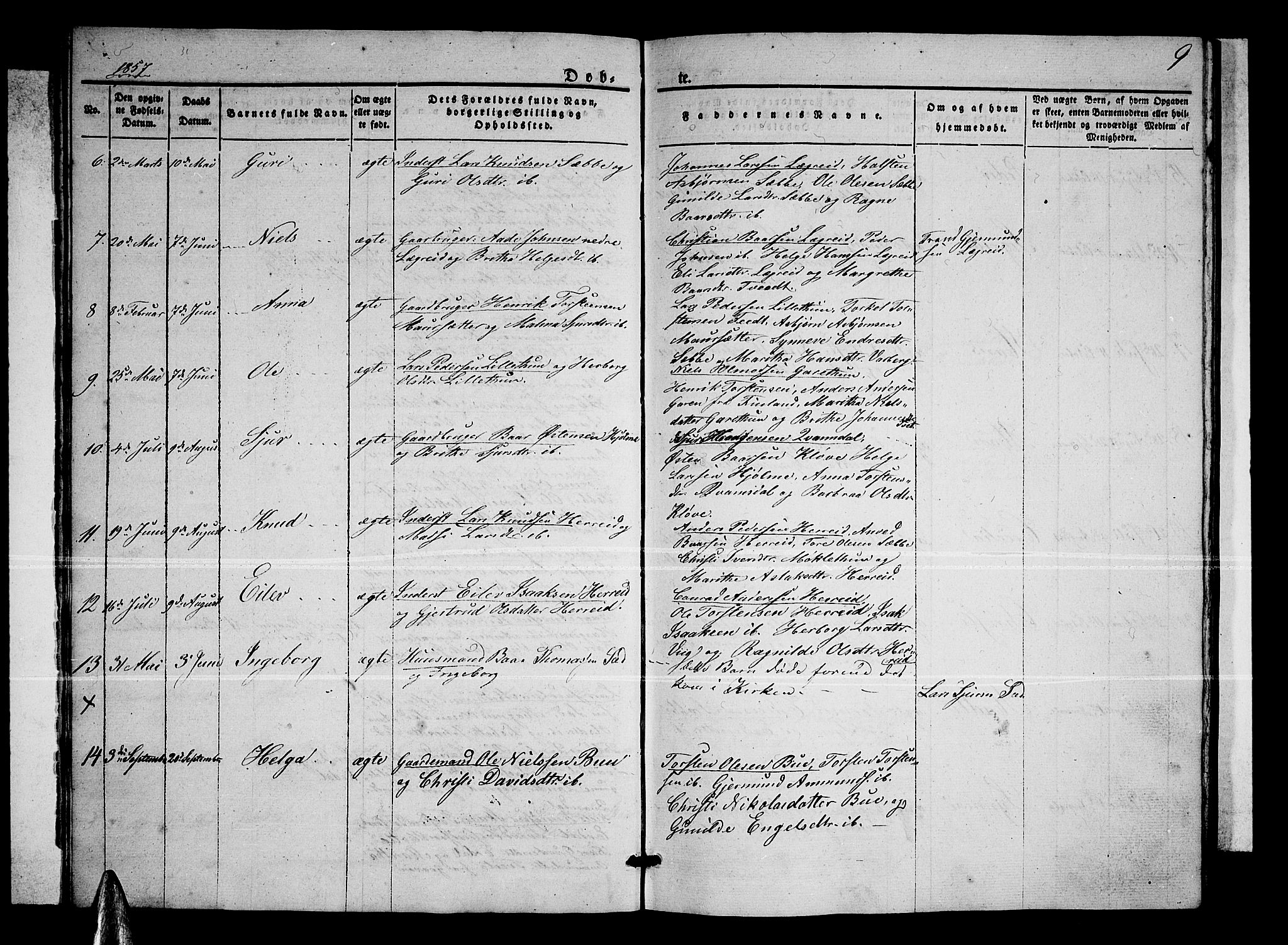 Ullensvang sokneprestembete, SAB/A-78701/H/Hab: Parish register (copy) no. C 1, 1855-1871, p. 9