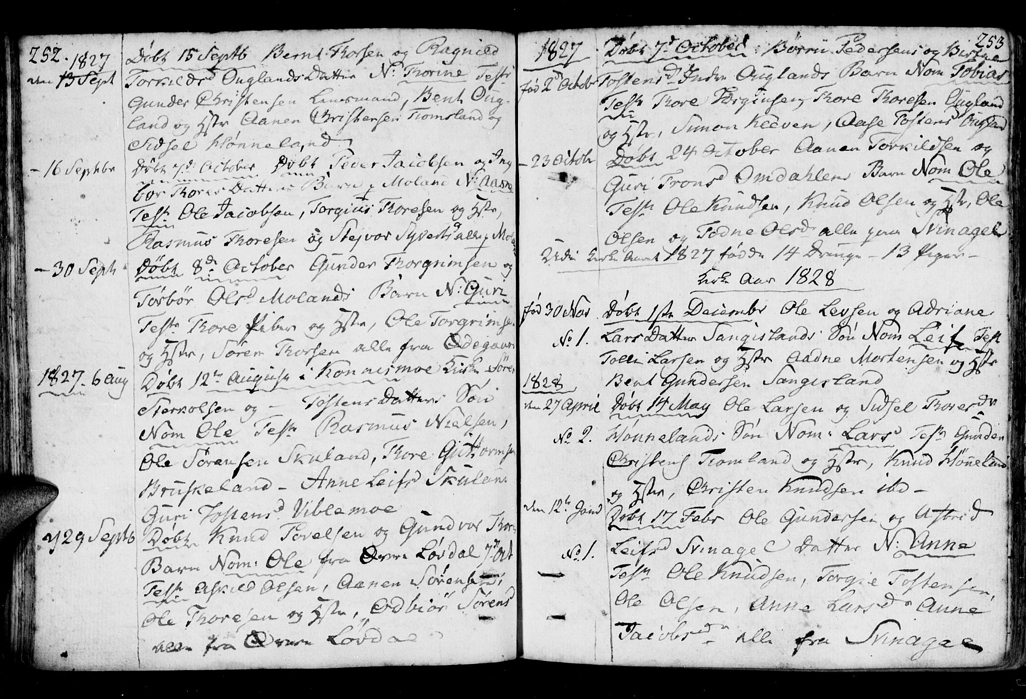 Holum sokneprestkontor, SAK/1111-0022/F/Fa/Fab/L0004: Parish register (official) no. A 4, 1774-1847, p. 252-253