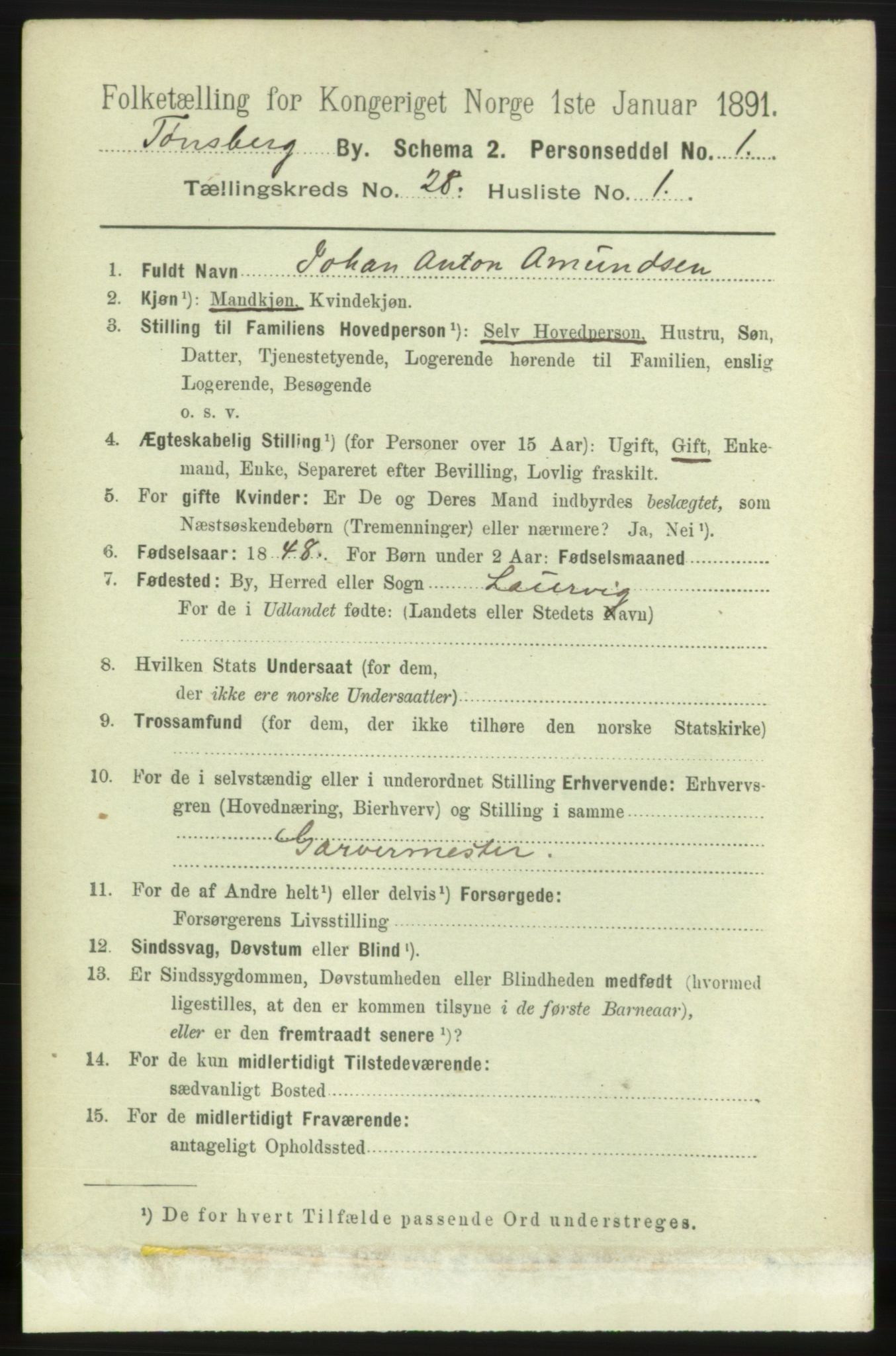 RA, 1891 census for 0705 Tønsberg, 1891, p. 6914