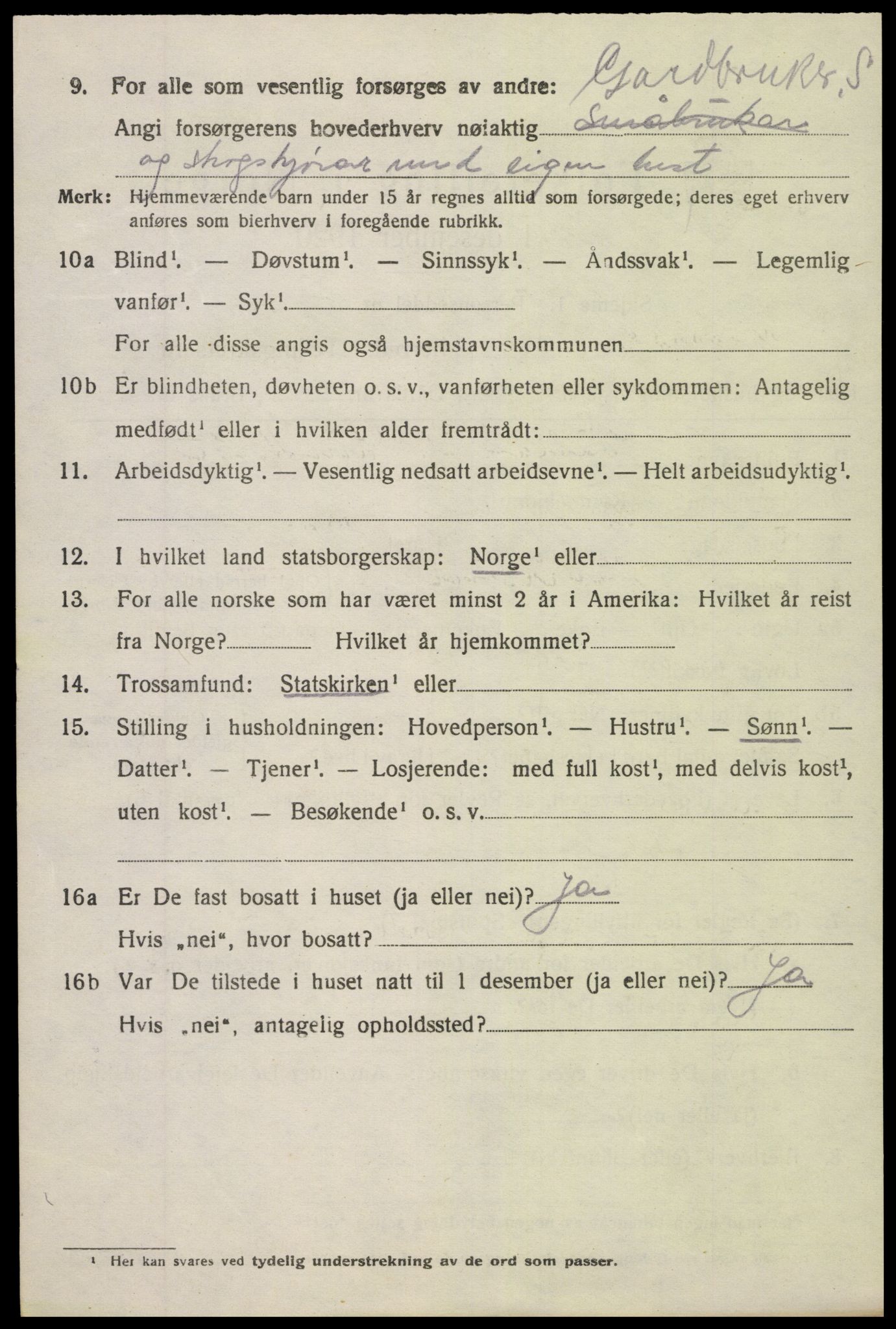 SAK, 1920 census for Vegårshei, 1920, p. 2941