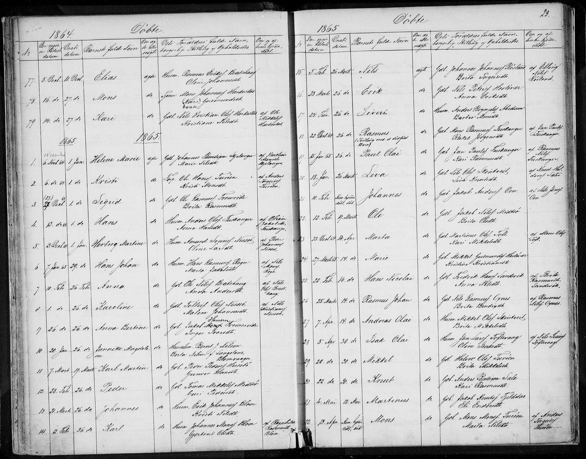 Herdla Sokneprestembete, SAB/A-75701/H/Haa: Parish register (official) no. A 1, 1855-1869, p. 23