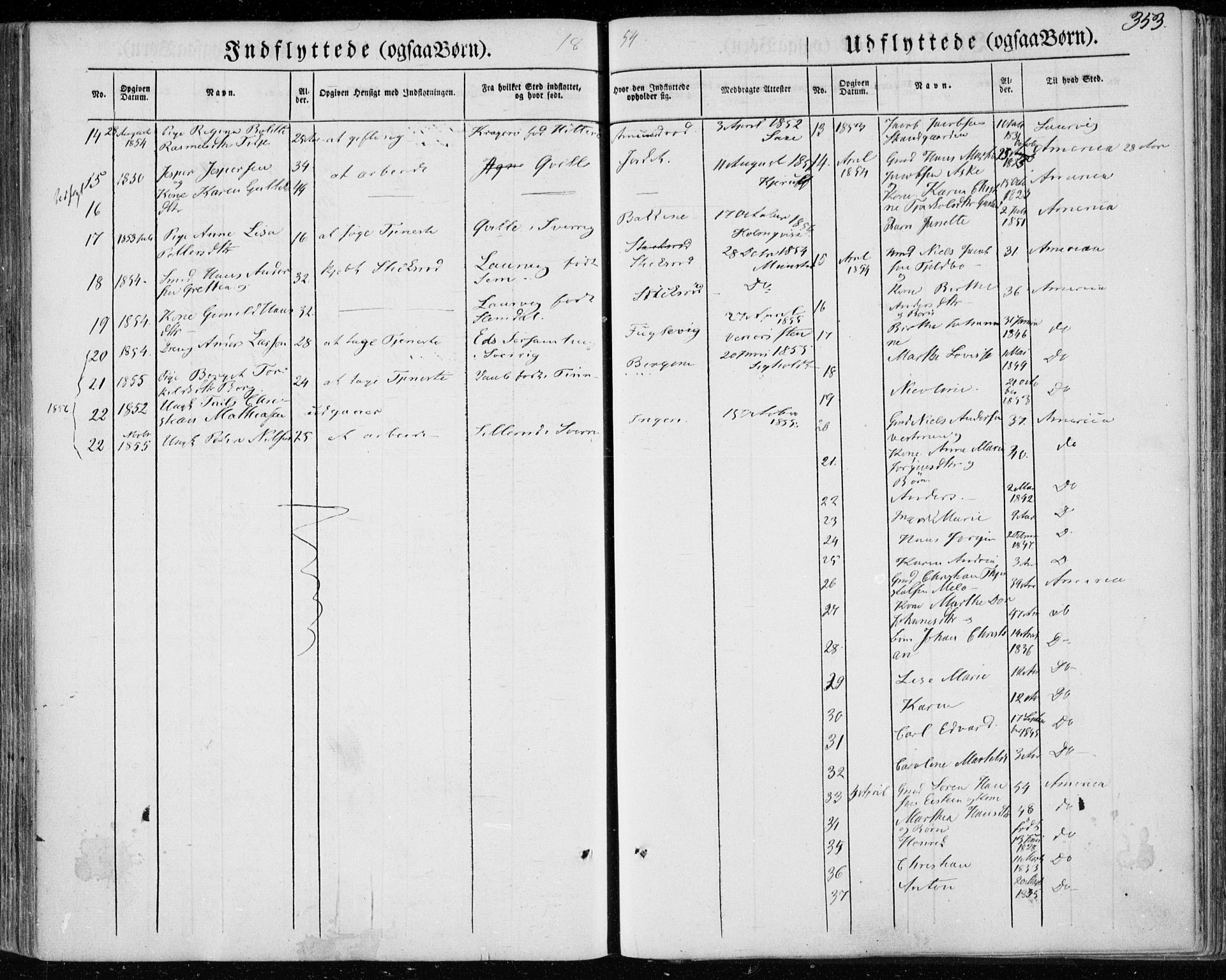 Brunlanes kirkebøker, AV/SAKO-A-342/F/Fa/L0004: Parish register (official) no. I 4, 1846-1862, p. 353