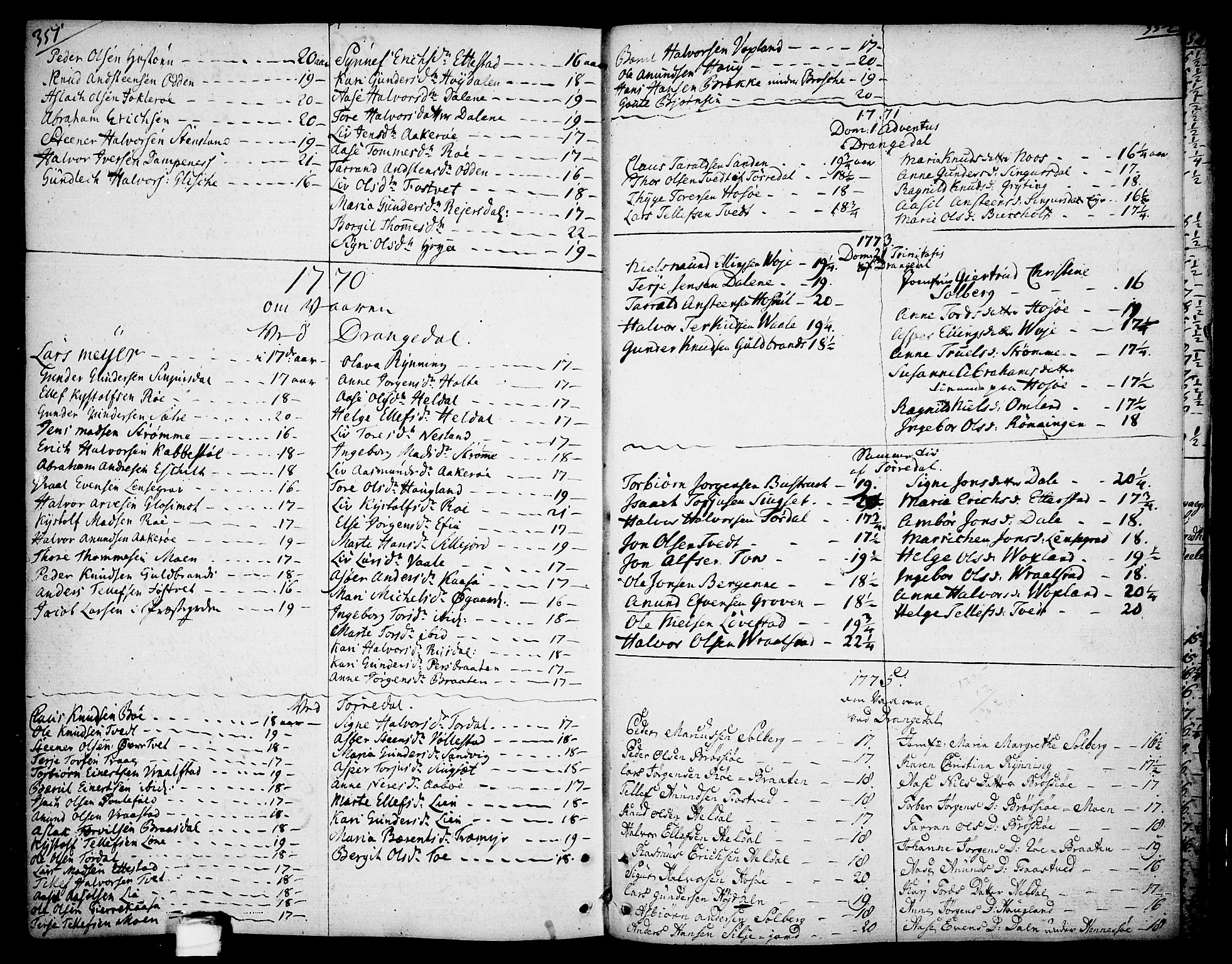 Drangedal kirkebøker, SAKO/A-258/F/Fa/L0003: Parish register (official) no. 3, 1768-1814, p. 351-352