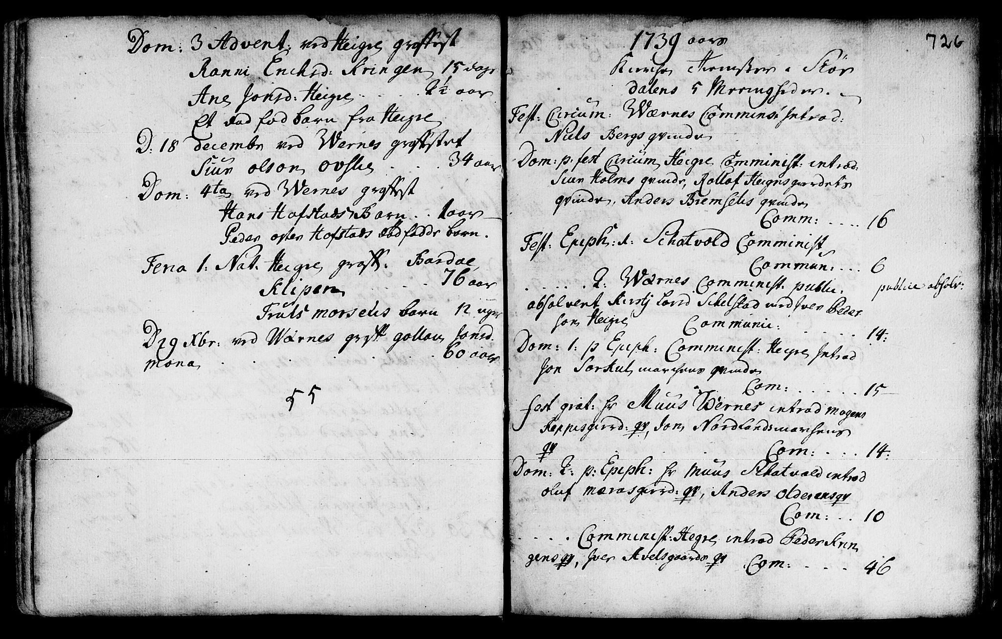 Ministerialprotokoller, klokkerbøker og fødselsregistre - Nord-Trøndelag, SAT/A-1458/709/L0055: Parish register (official) no. 709A03, 1730-1739, p. 725-726